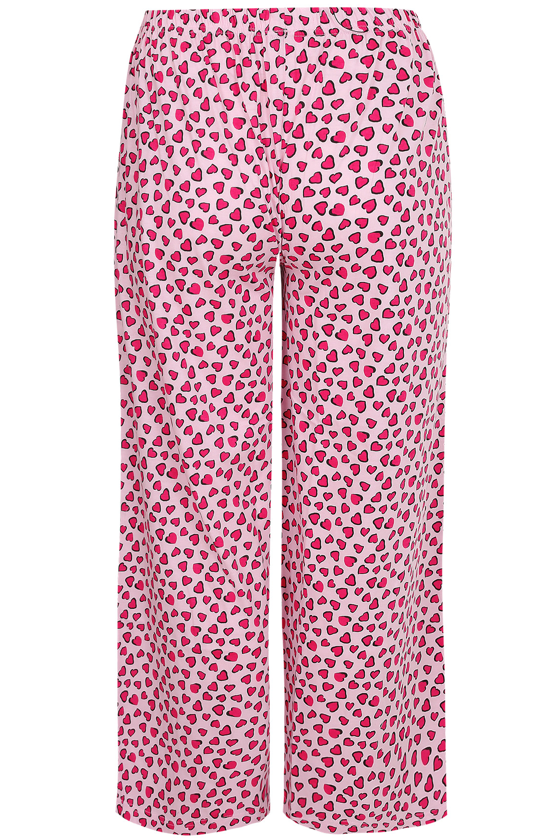 Pink Heart Print Pyjama Bottoms, Plus size 14 to 36
