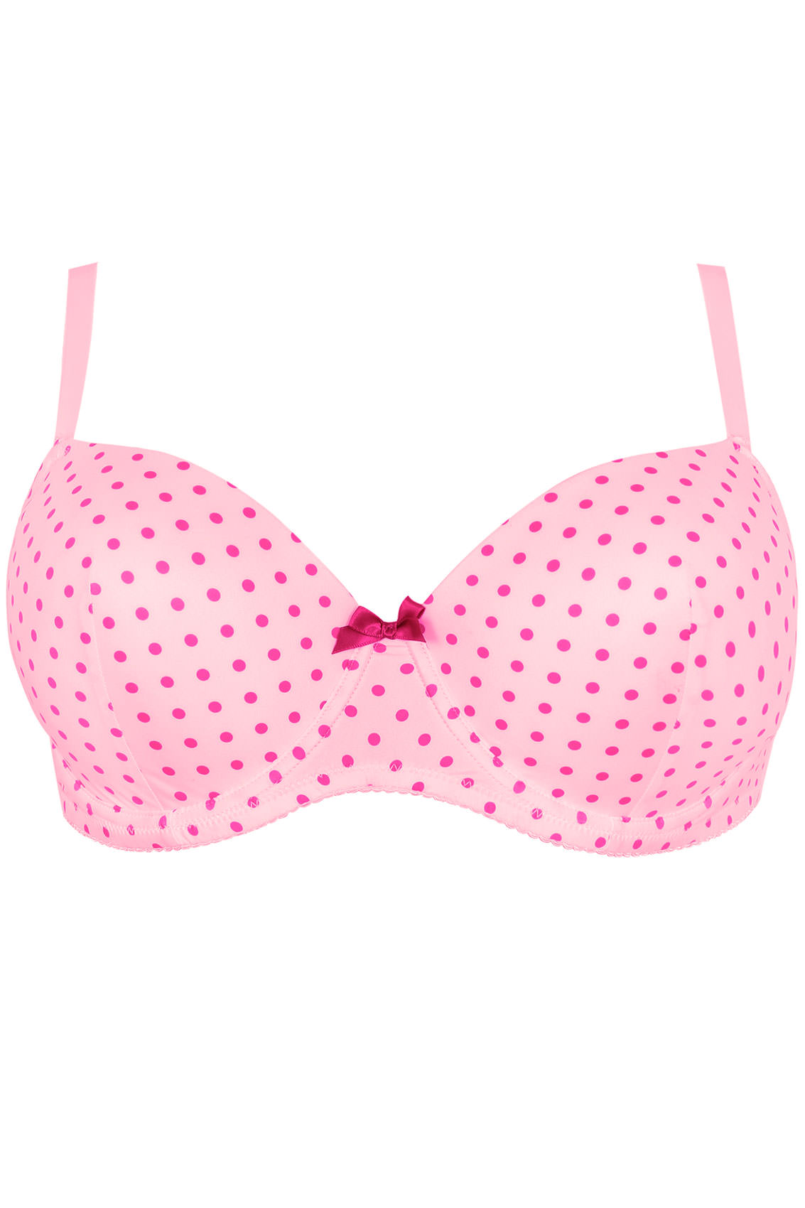 2 PACK Pink Polka Dot & Hot Pink Moulded Balcony T-Shirt Bras