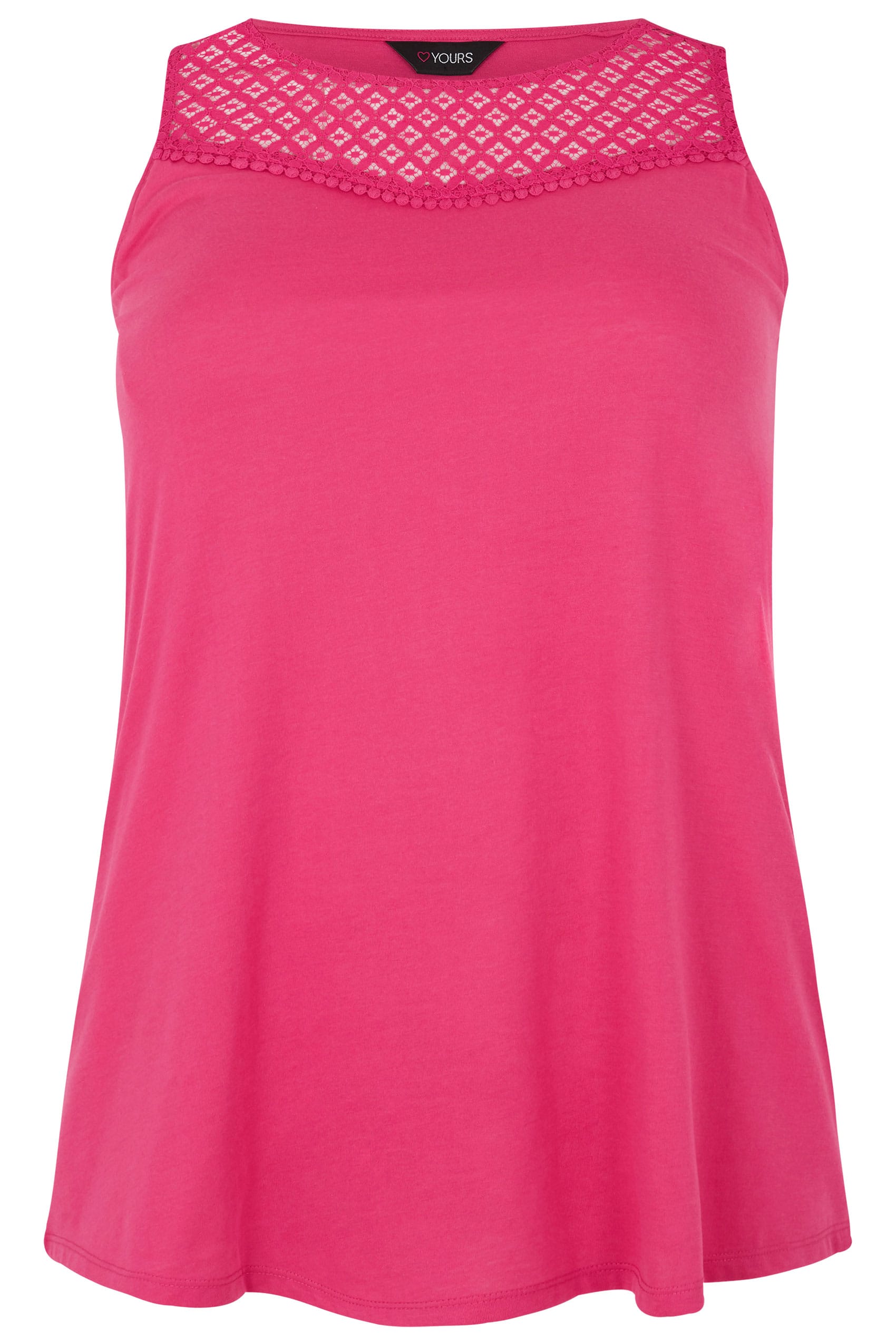 Pink Sleeveless Top With Lace Yoke, plus size 16 to 36