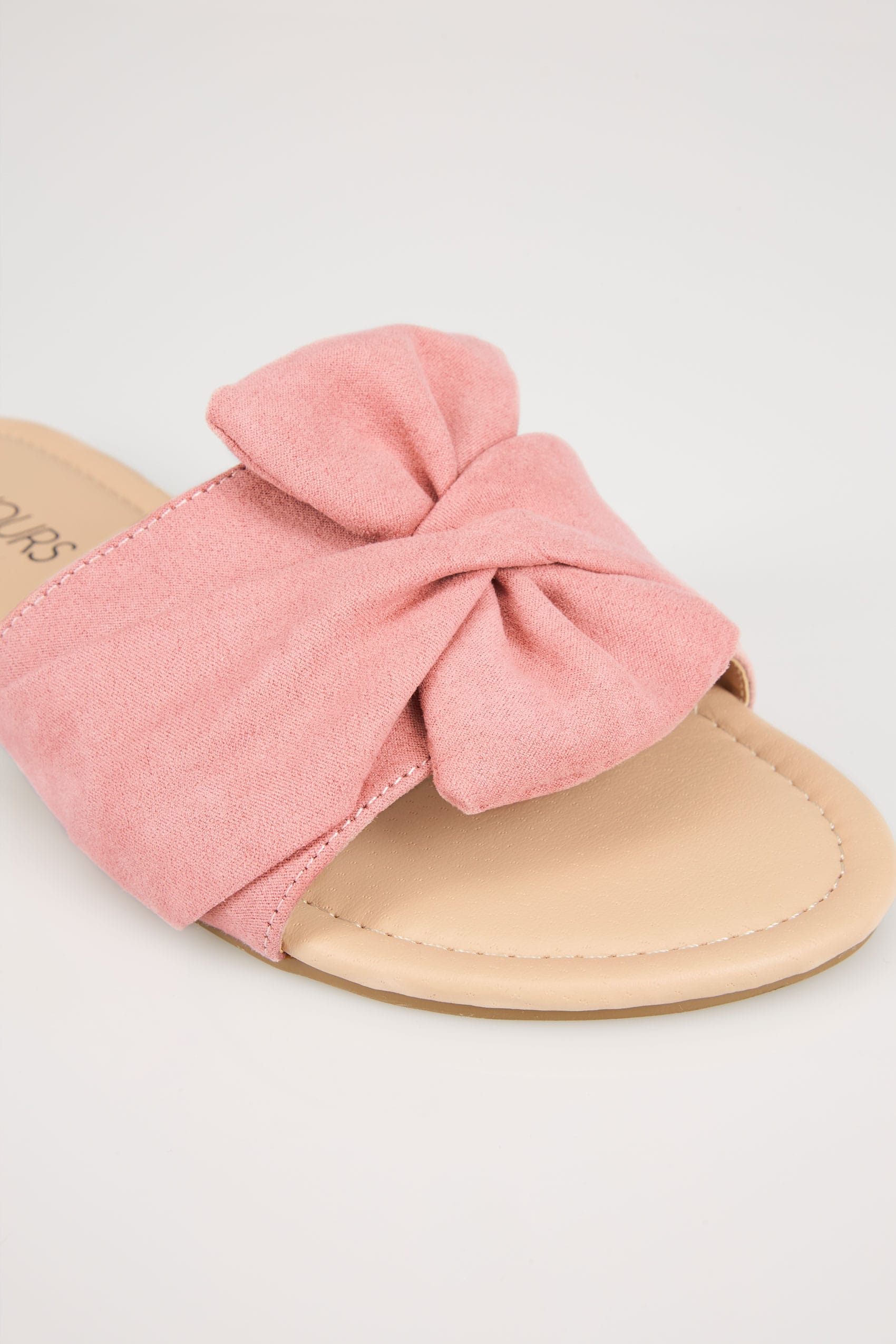 Pink Twist Bow Slip On Sandals In EEE Fit