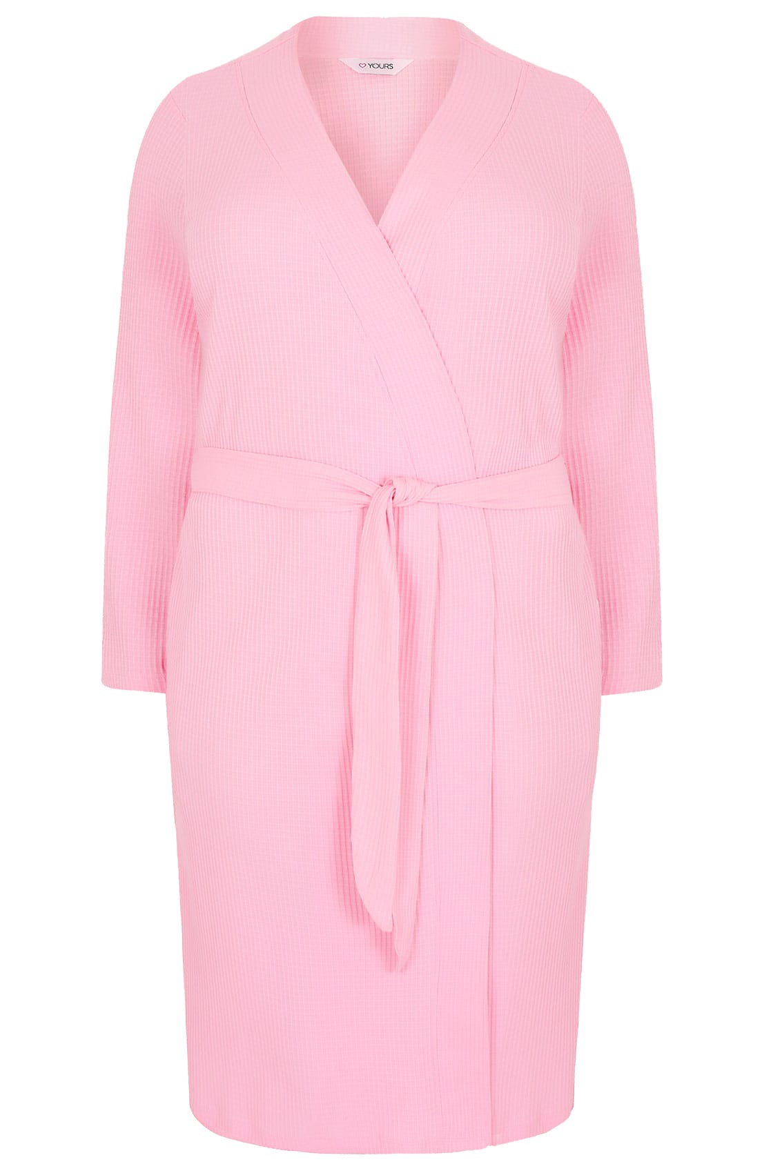 Pink Textured Cotton Dressing Gown With Pockets Plus Size 16 To 36 