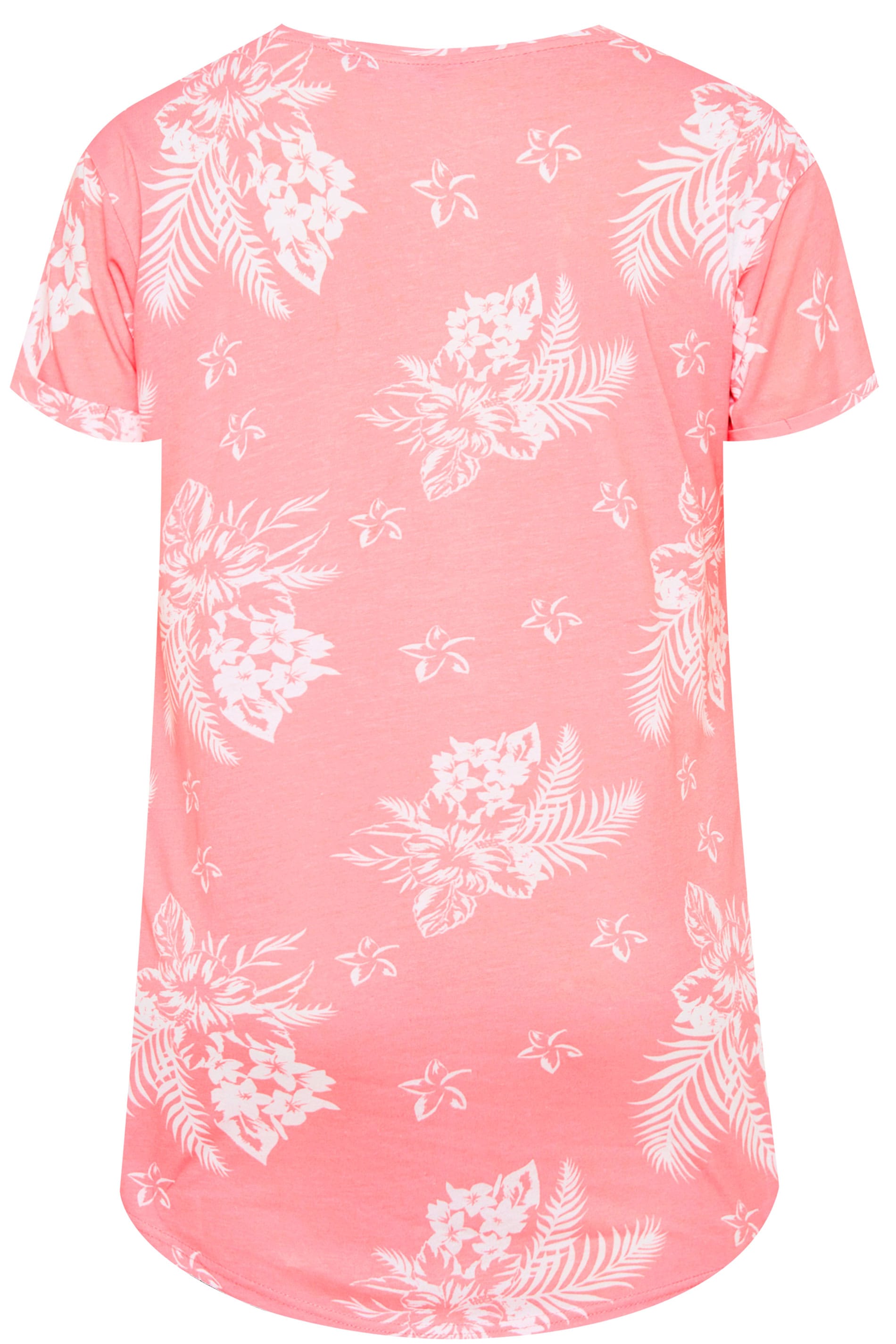 Plus Size Pink Tropical Floral Mock Pocket T-Shirt | Sizes 16 to 36 | Yours Clothing