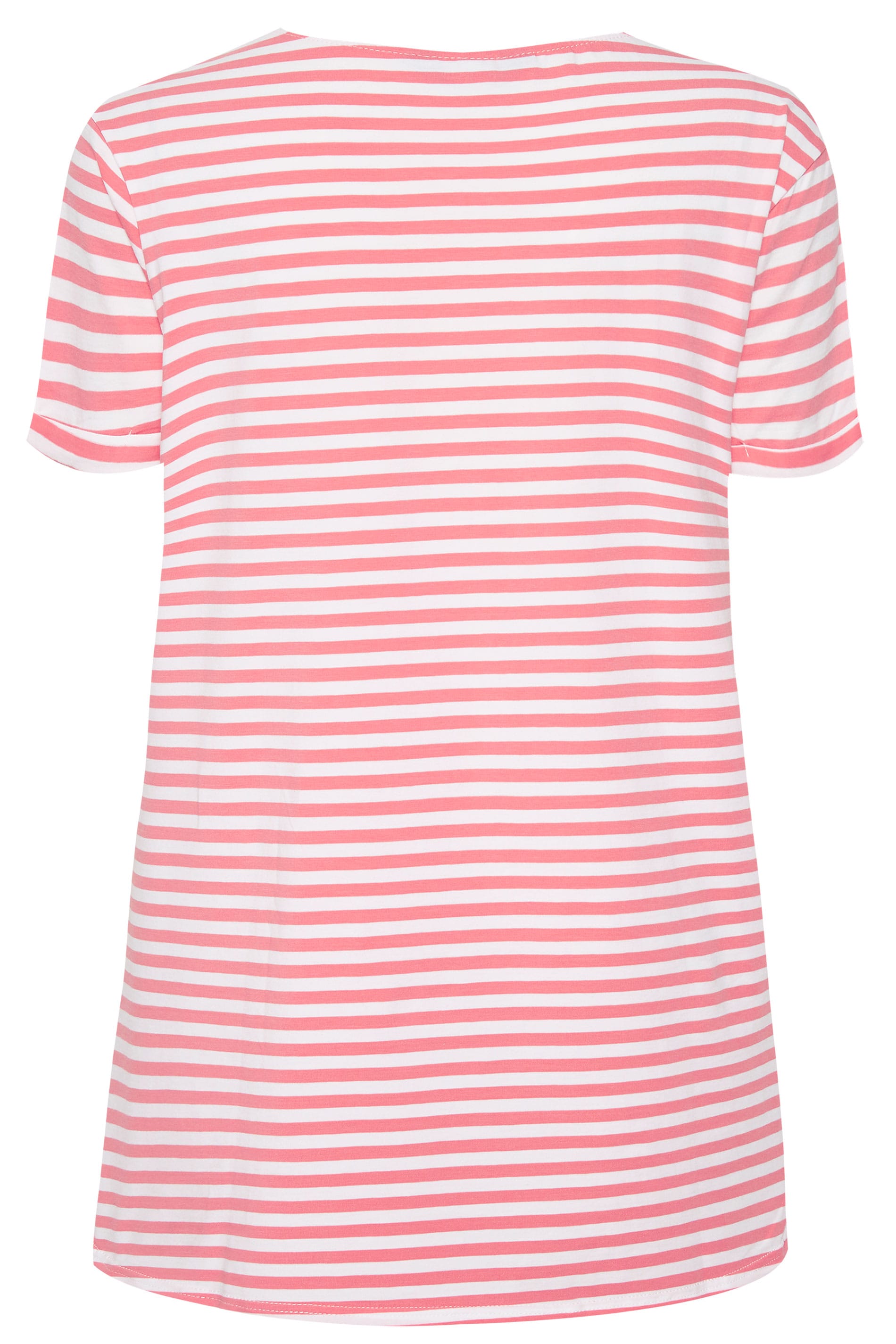 Pink & White Striped T-Shirt | Sizes 16 to 36 | Yours Clothing