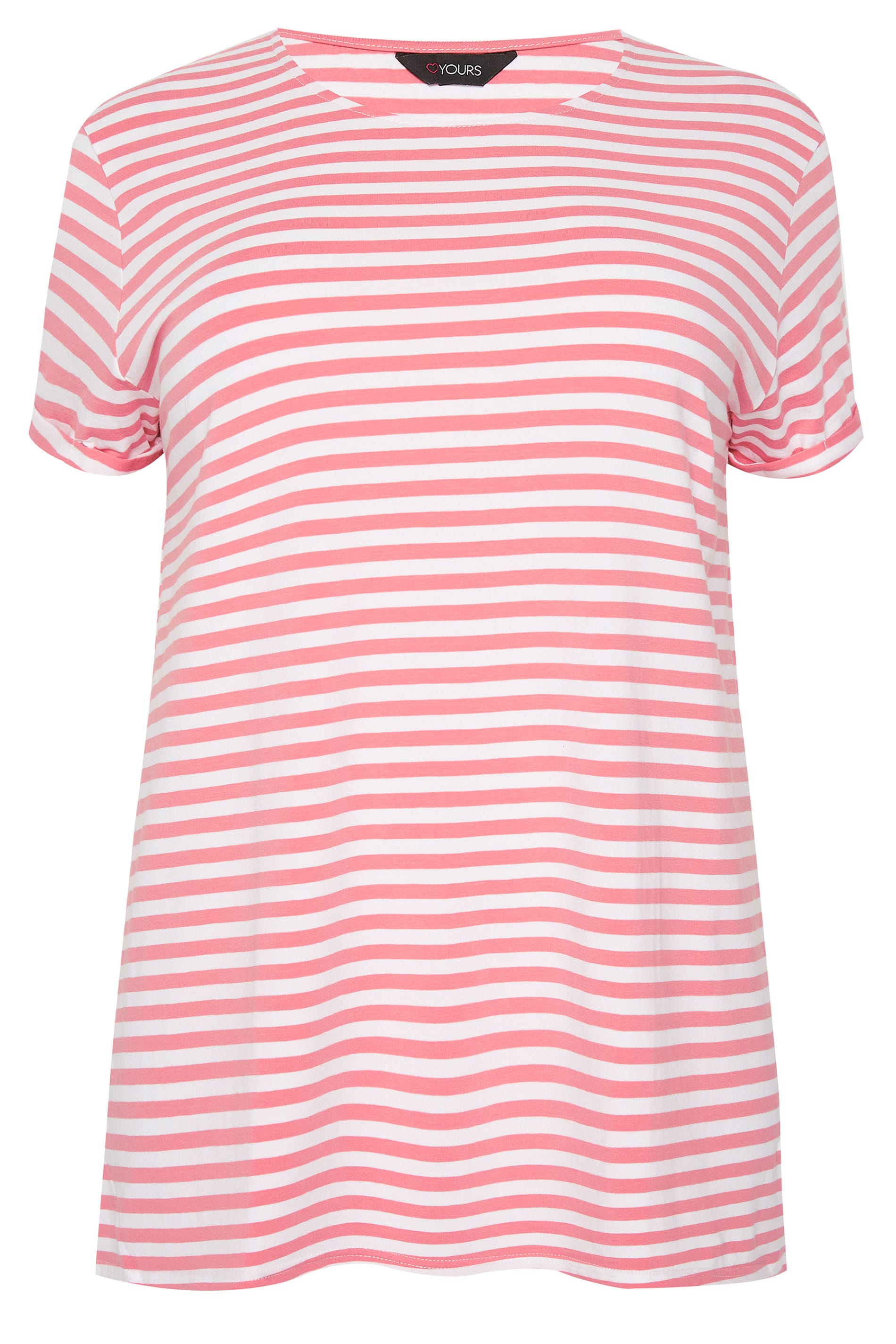 Pink & White Striped T-Shirt | Sizes 16 to 36 | Yours Clothing