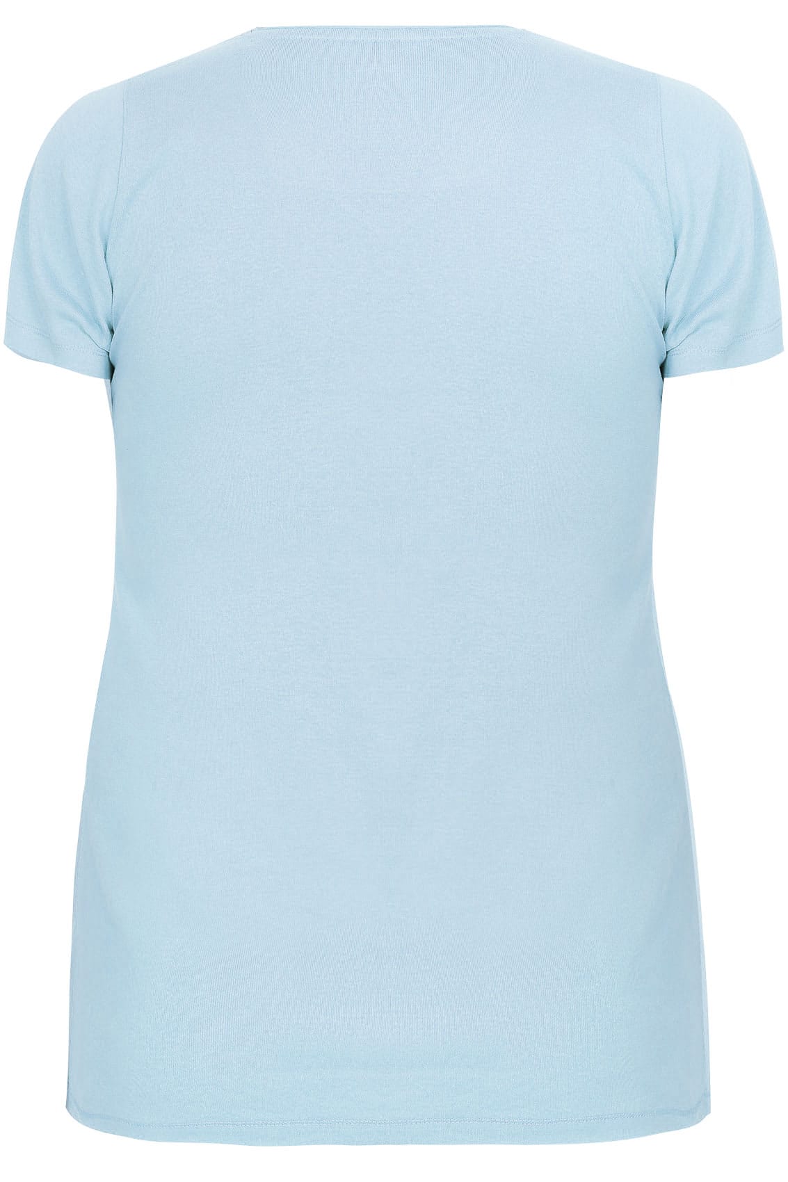 Powder Blue Short Sleeved V-Neck Basic T-Shirt plus size 16 to 36