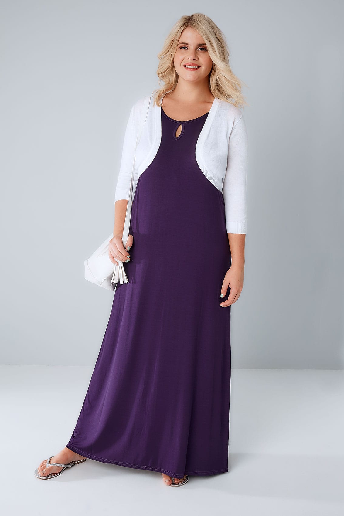 Purple Jersey Maxi Dress With Keyhole Detail, Plus size 16 to 36