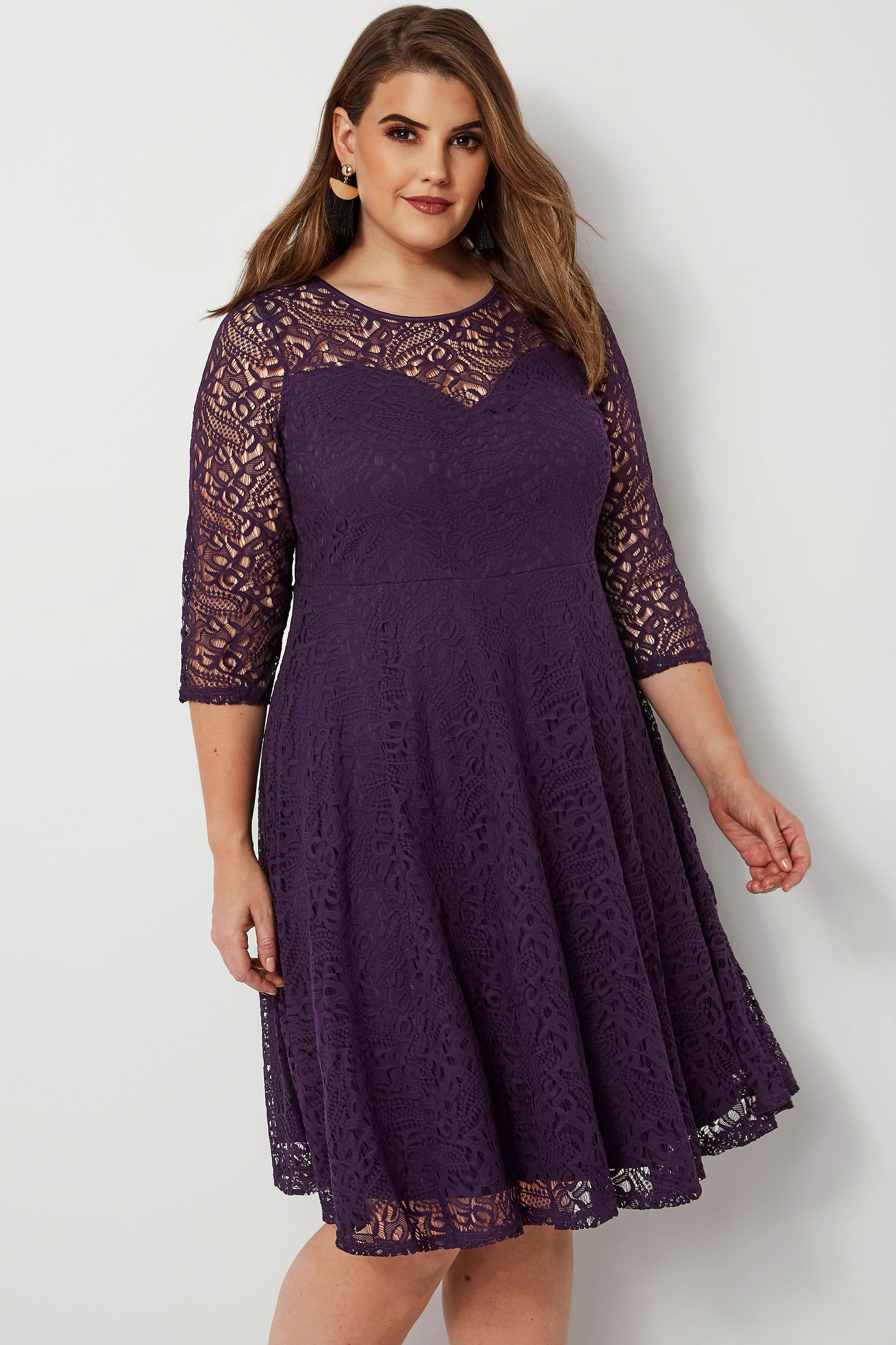 Purple Lace Skater Dress