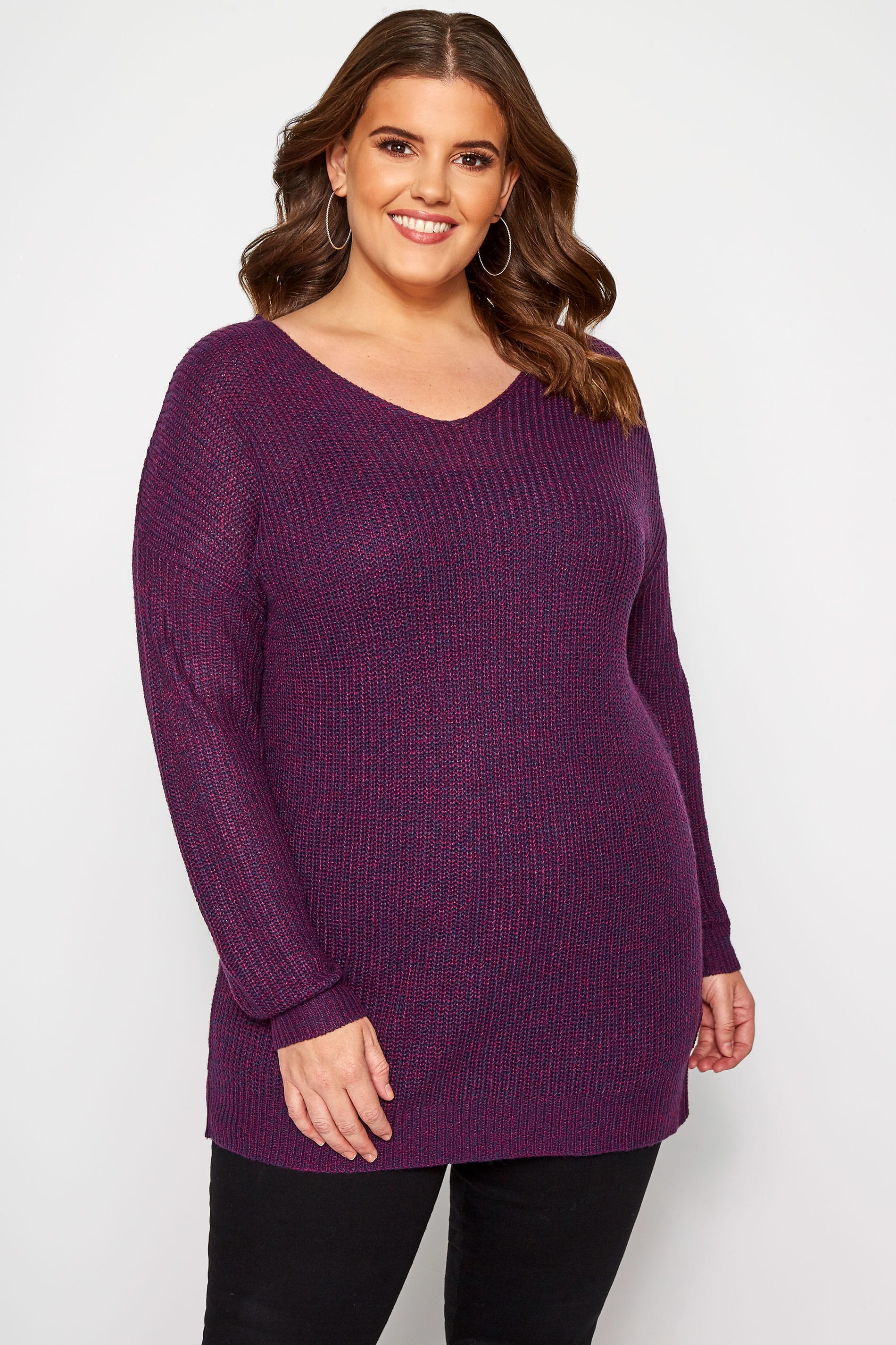 Purple Lattice Back Twist Knit Jumper | Sizes 16-40 | Yours Clothing