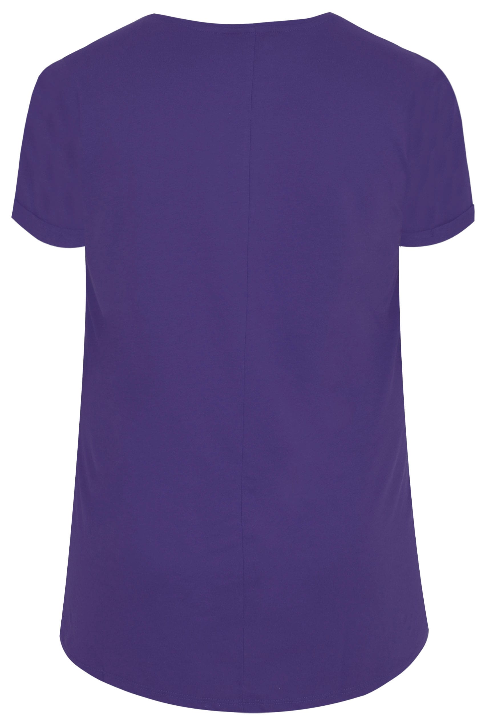 Purple Pocket T-Shirt With Curved Hem, Plus size 16 to 36