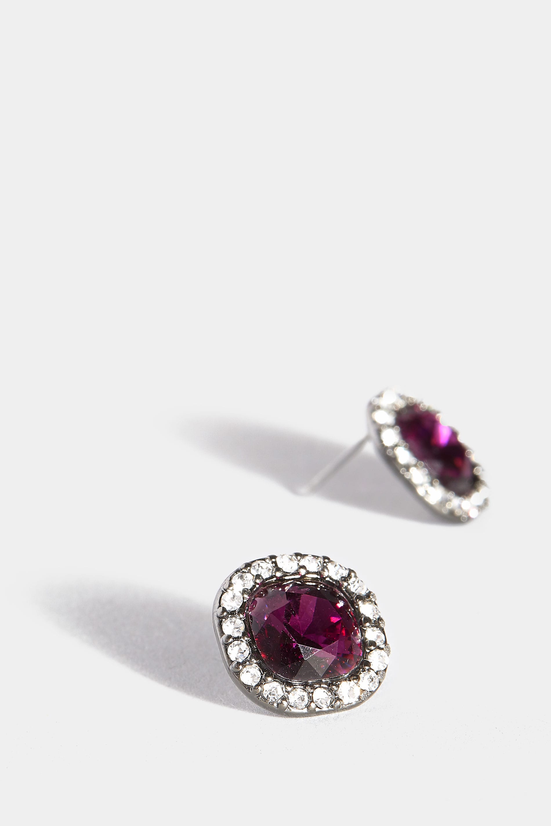 Purple Stone & Diamante Stud Earrings | One Size | Yours Clothing