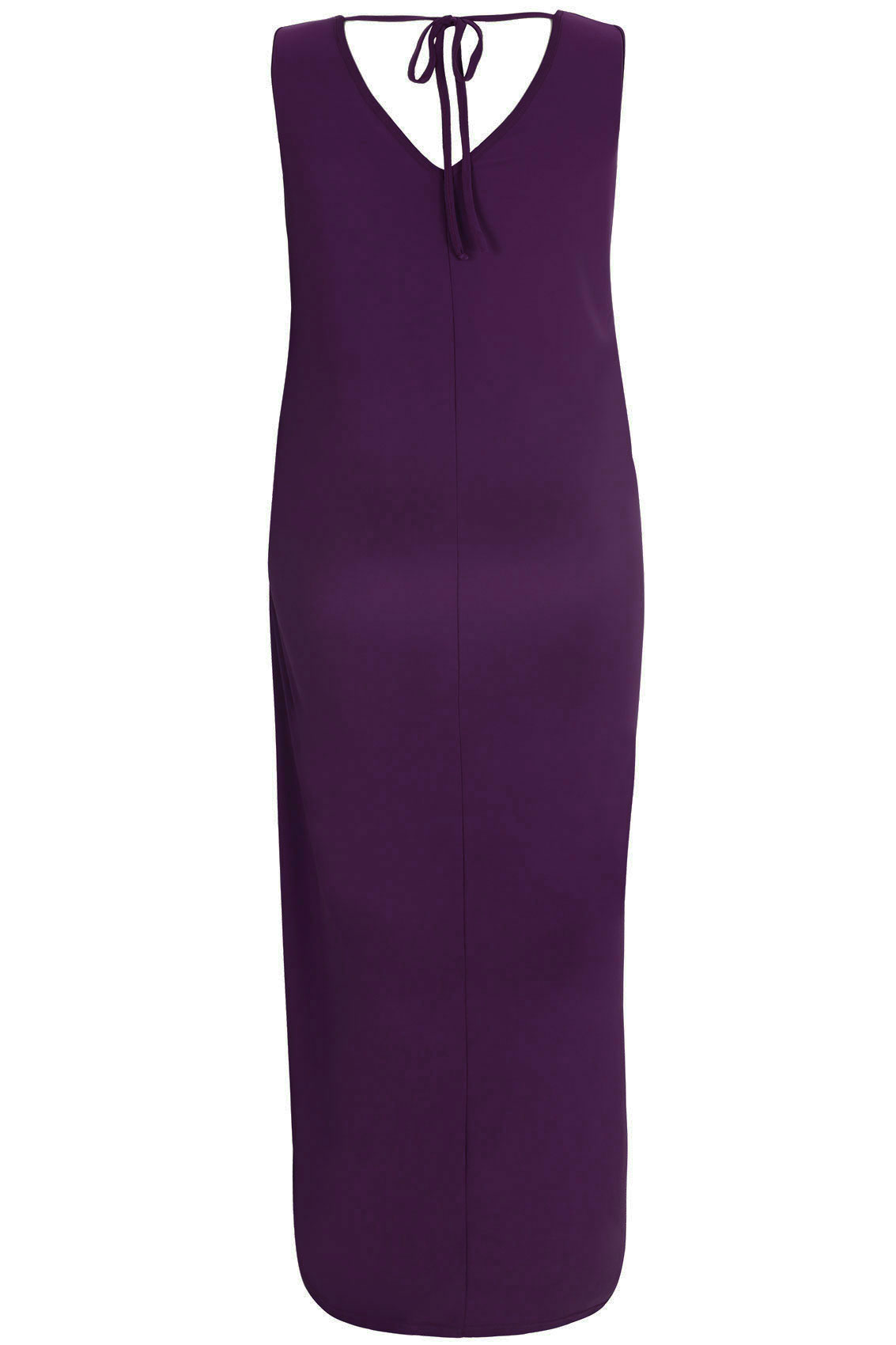 Purple V-Neck Maxi Dress With Twisted Knot Front Detail Plus Size 16 to 32