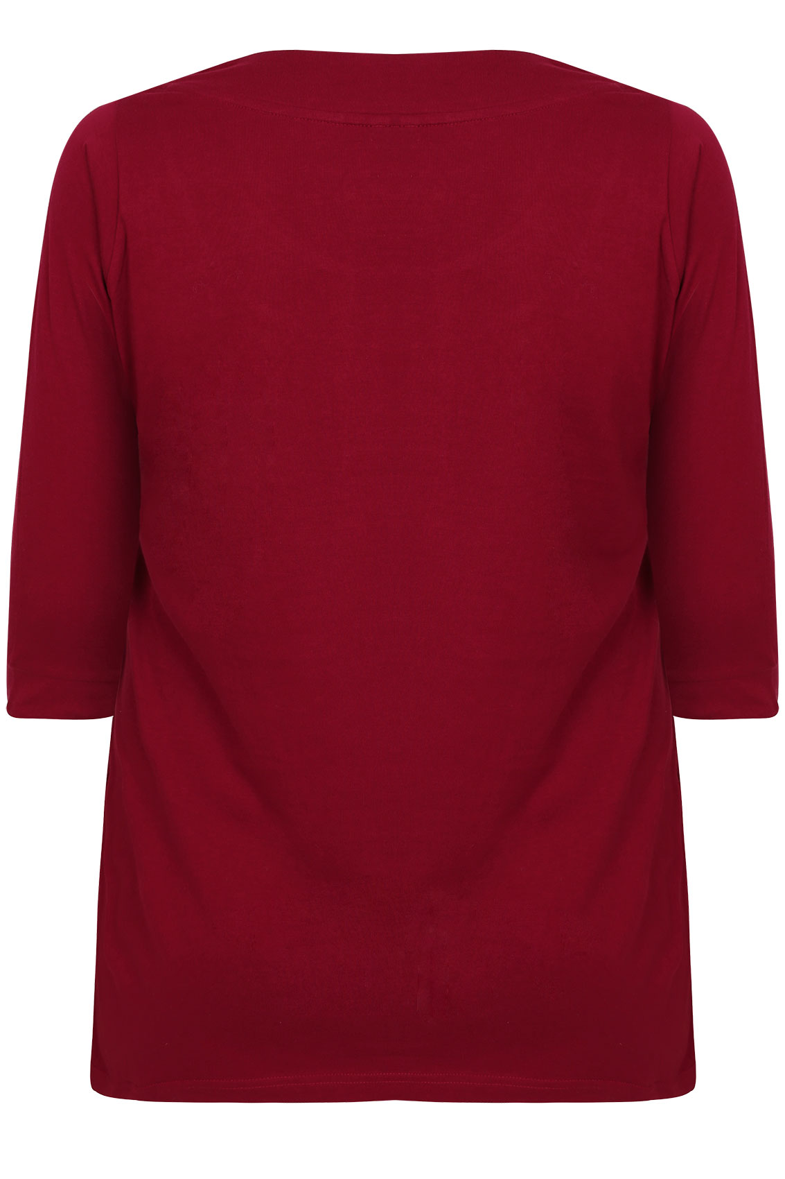 Red Band Scoop Neckline T-Shirt With 3/4 Sleeves plus Size 16 to 32