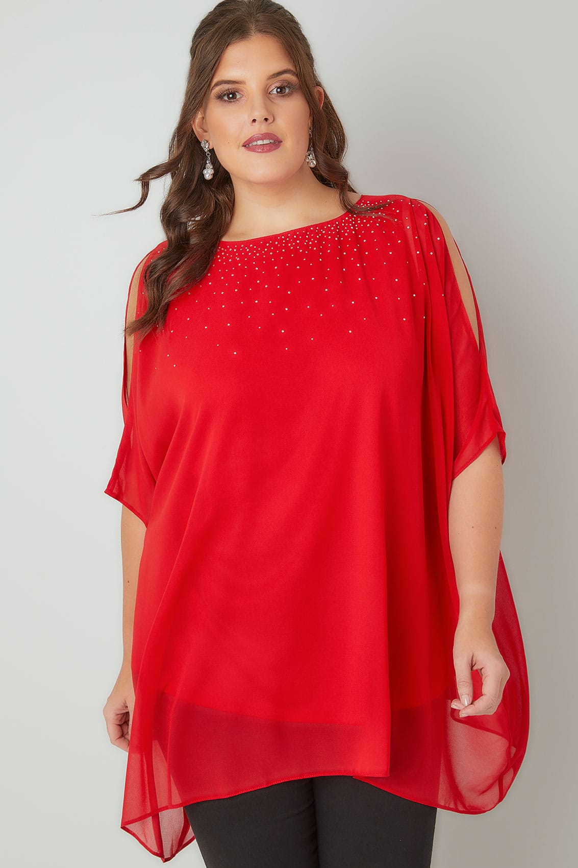red-cold-shoulder-chiffon-cape-blouse-with-diamante-embellishment-plus-size-16-to-36