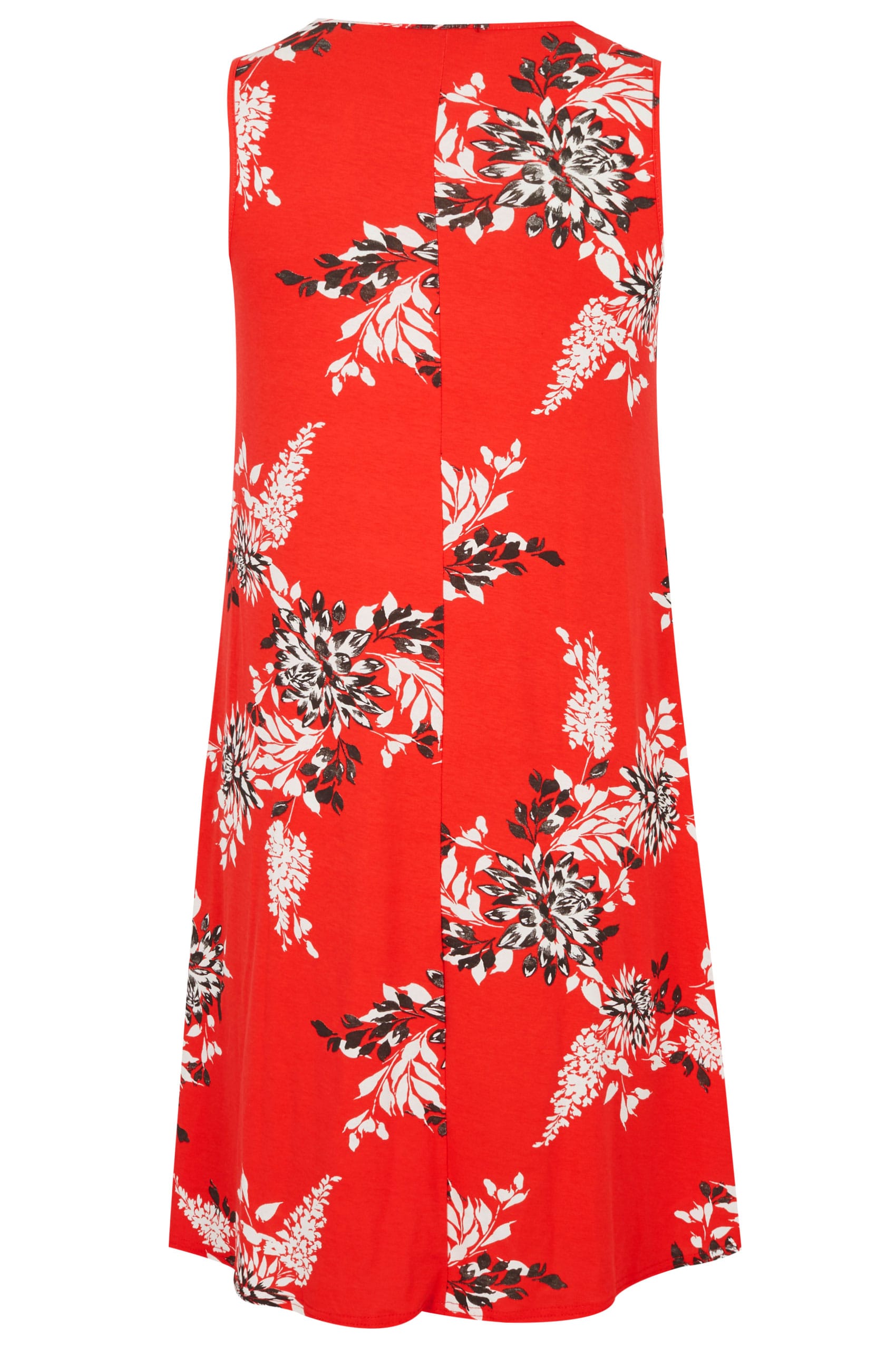 Red Floral Drape Pocket Dress, plus size 16 to 32