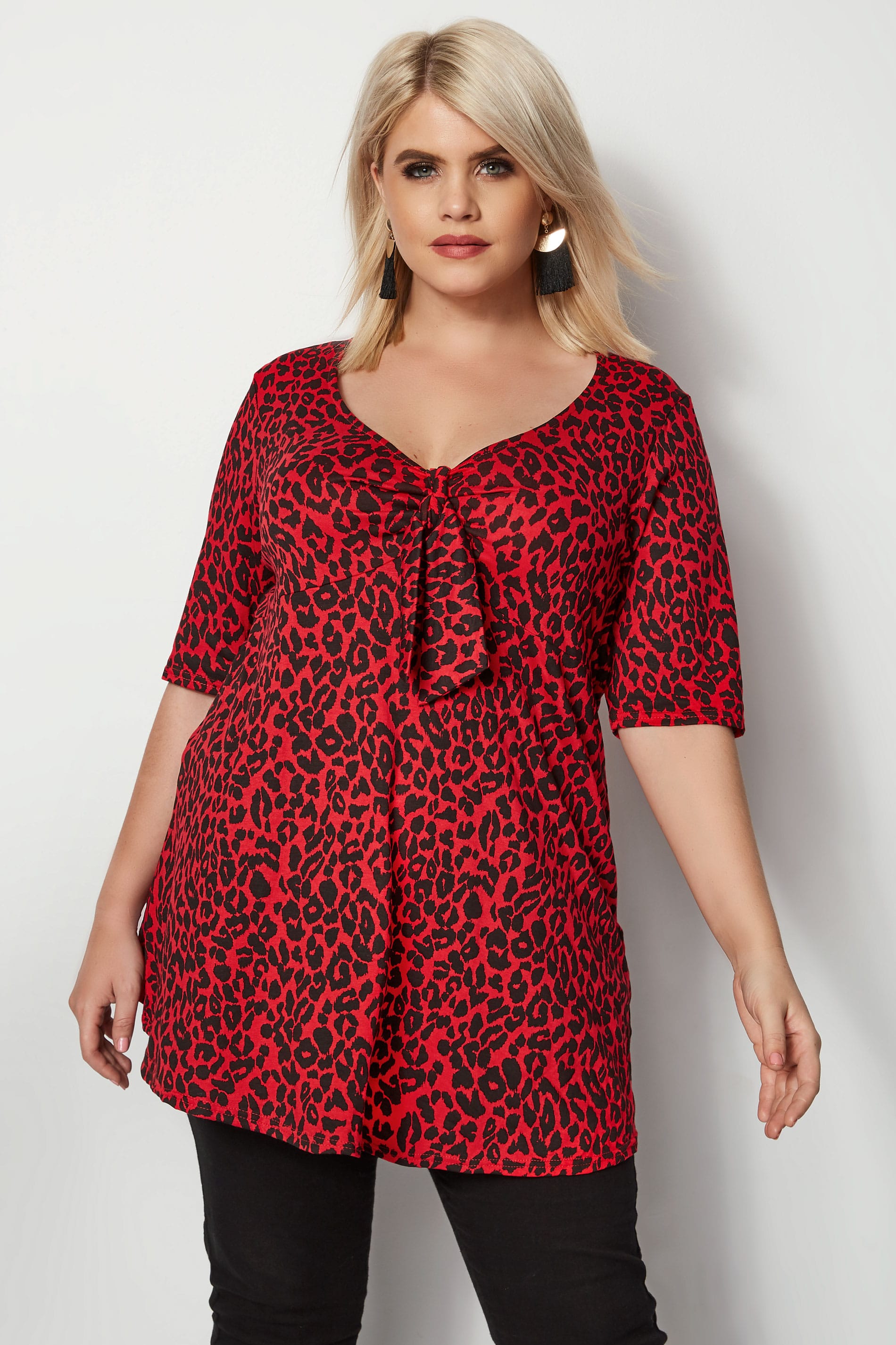 Red Leopard Print Knot Top