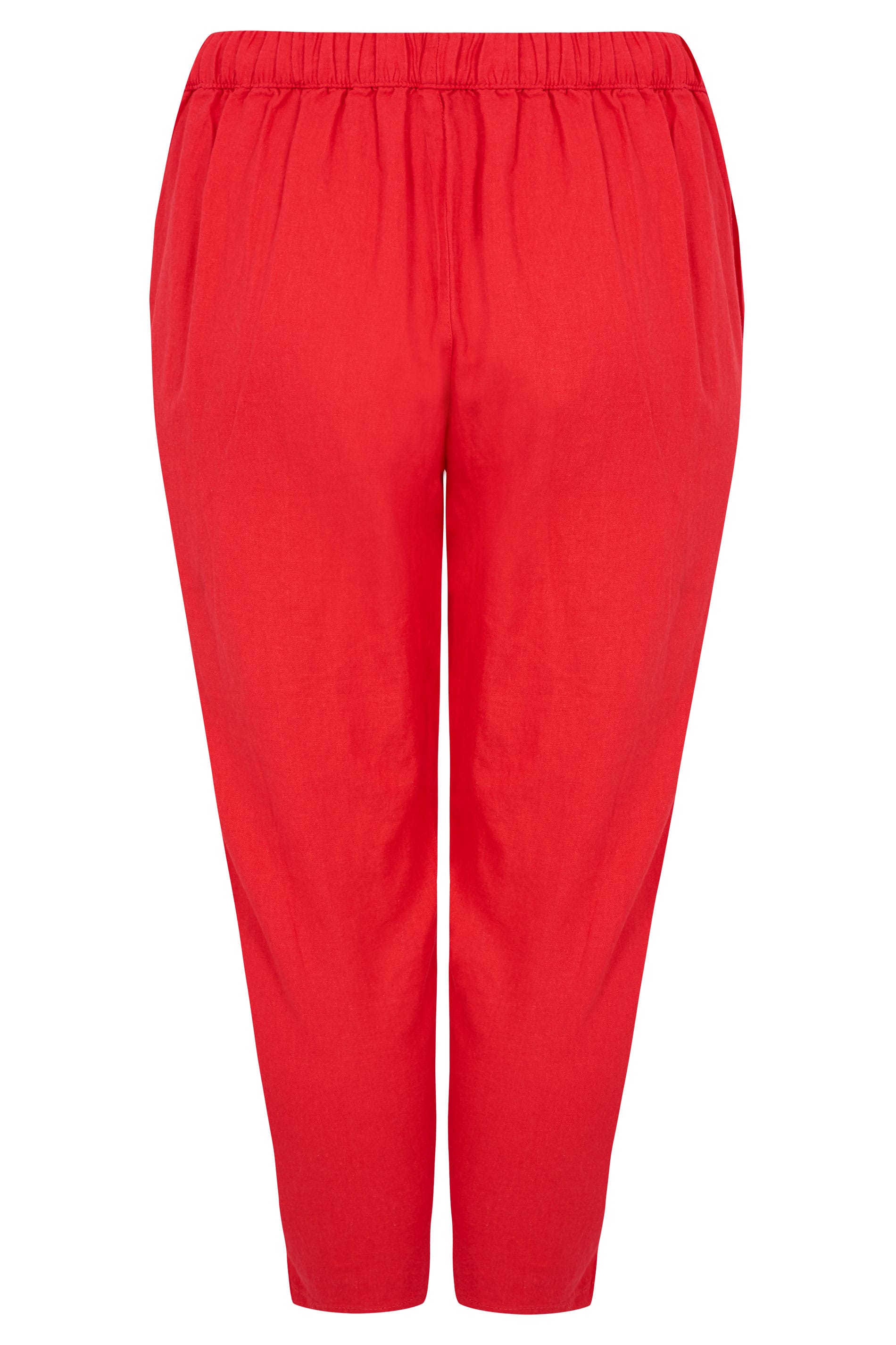Red Linen Mix Cropped Trousers | Sizes 16 to 36 | Yours Clothing