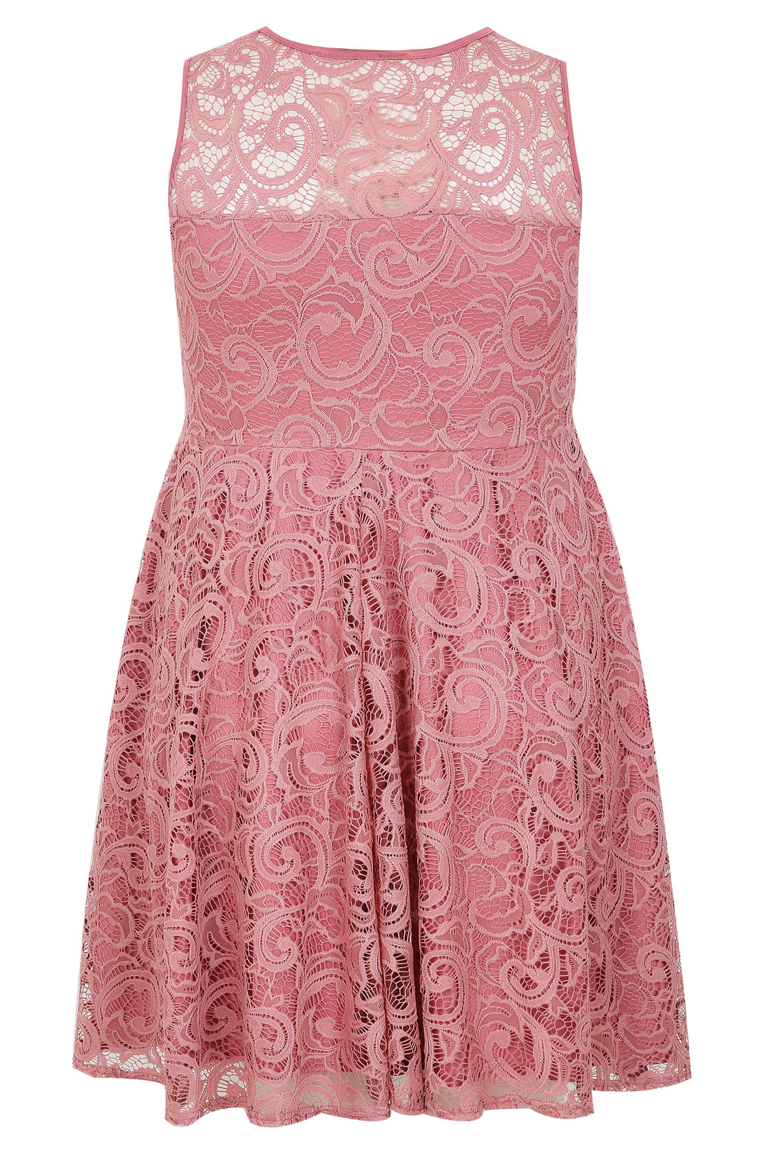 Rose Pink Lace Skater Dress With Sweetheart Neckline plus size 16 to 32