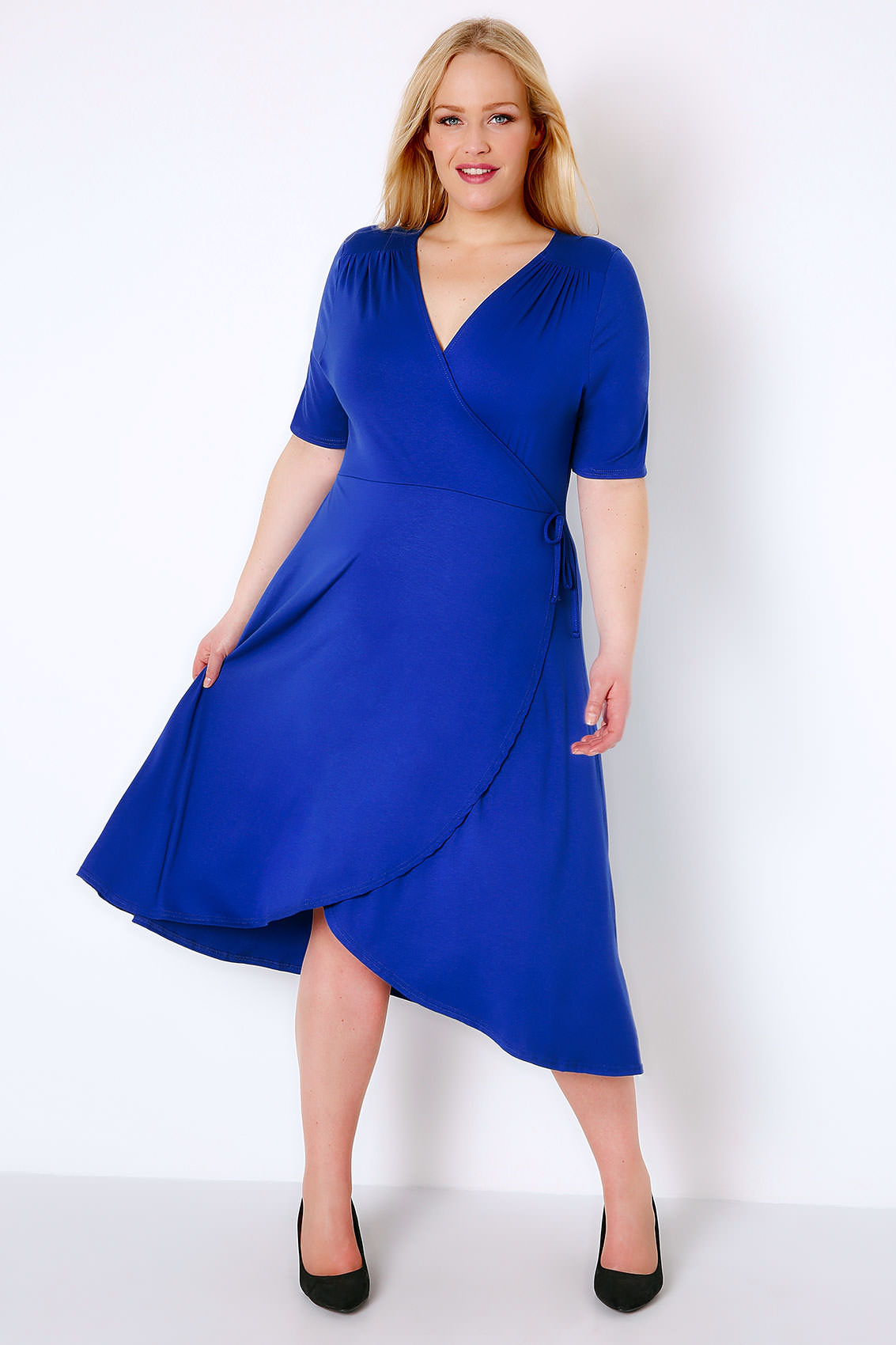 Royal blue Plus size Mother of the bride dress with jacket Mid-Calf ...