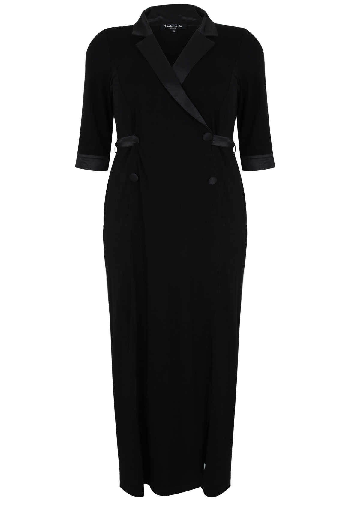 SCARLETT & JO Black Tuxedo Jersey Maxi Dress plus size 16-32