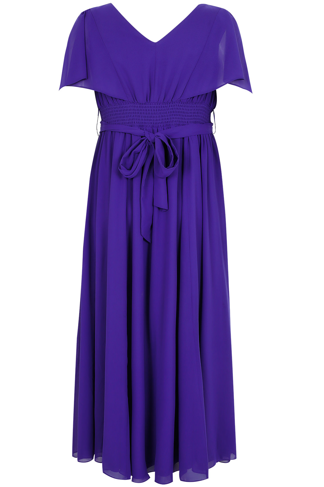 SCARLETT & JO Blue Chiffon Maxi Dress With Embellished Waist Tie, Plus ...