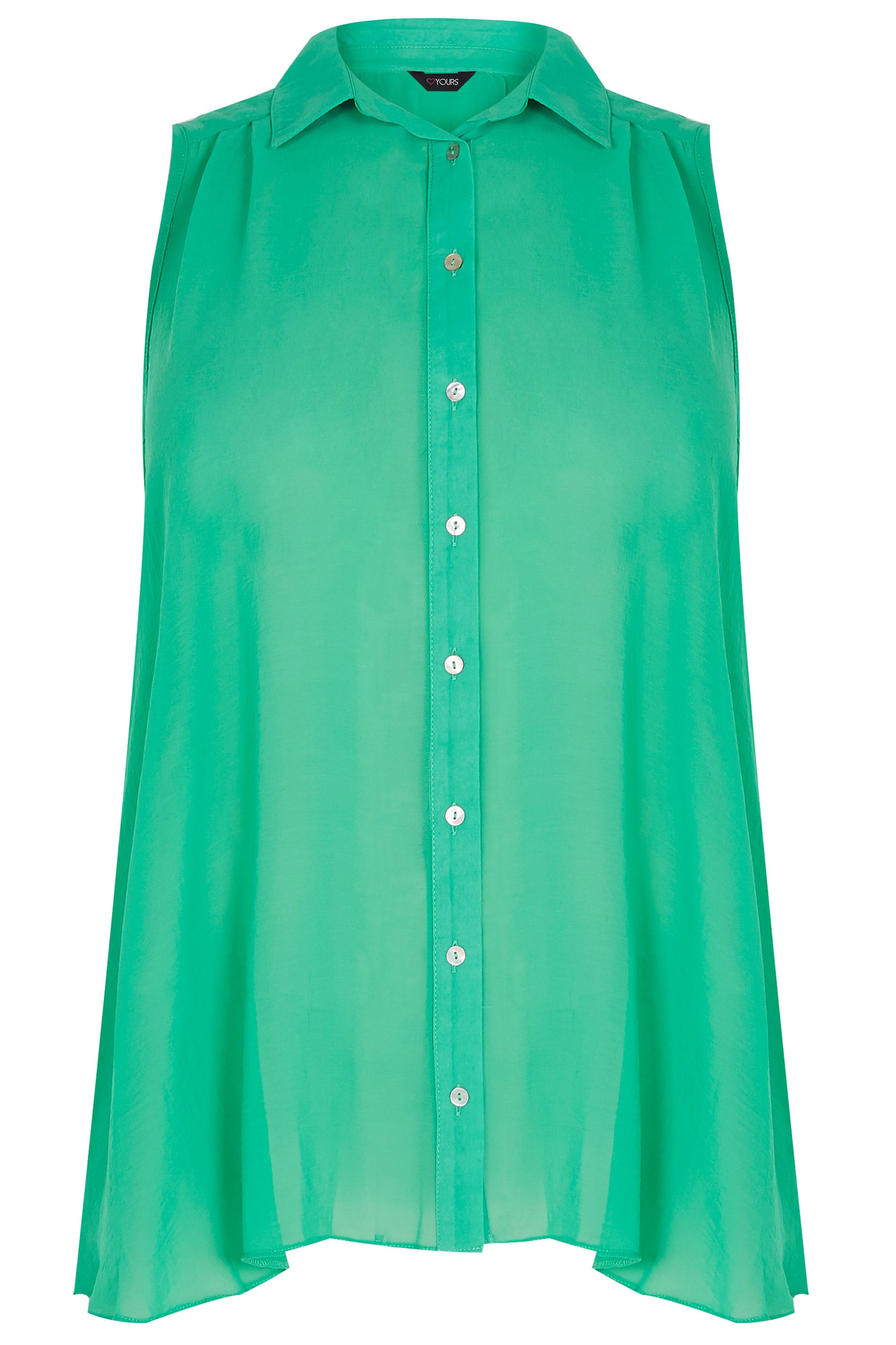 SIZE UP Green Sleeveless Shirt | Sizes 16 to 32 | Yours Clothing