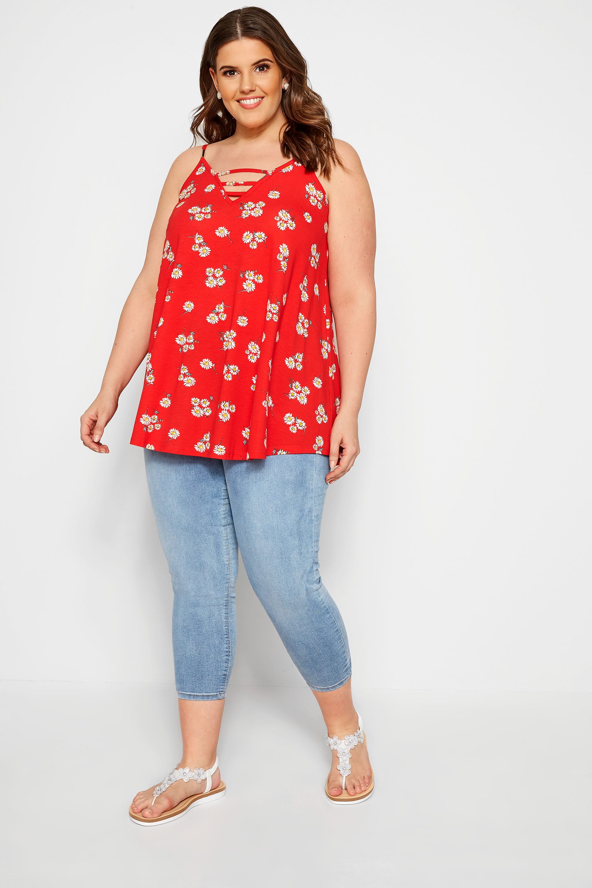 Red Daisy Swing Vest Top Sizes 16 To 36 Yours Clothing