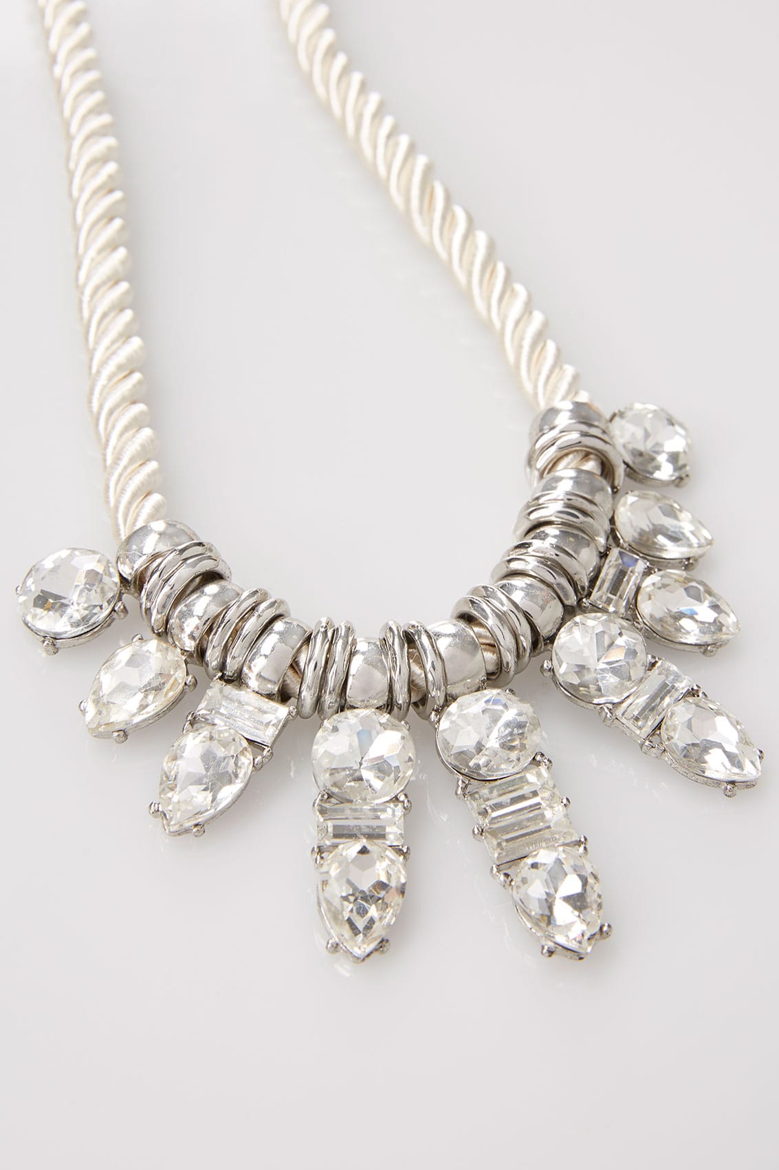 Silver Diamante Pendant Rope Necklace