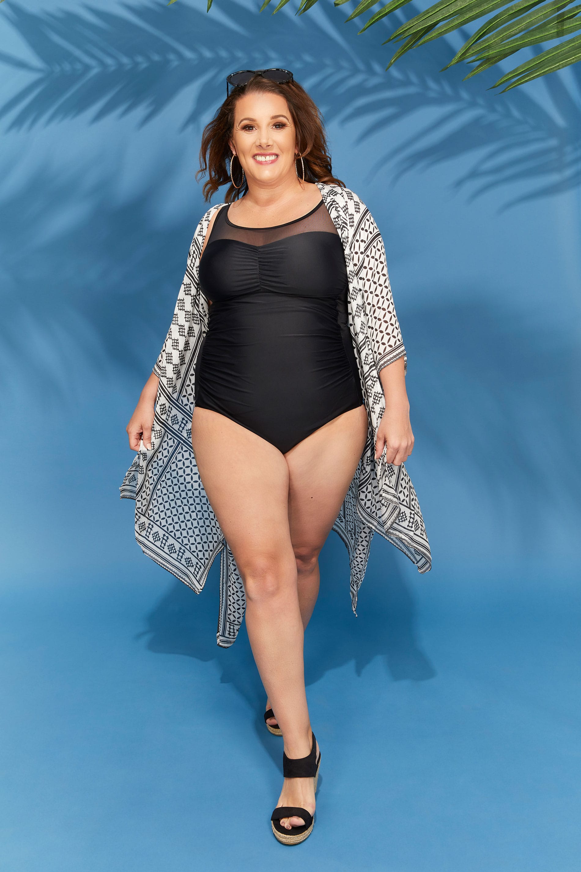 Black Mesh Panel Swimsuit plus Size 16 to 321900 x 2850