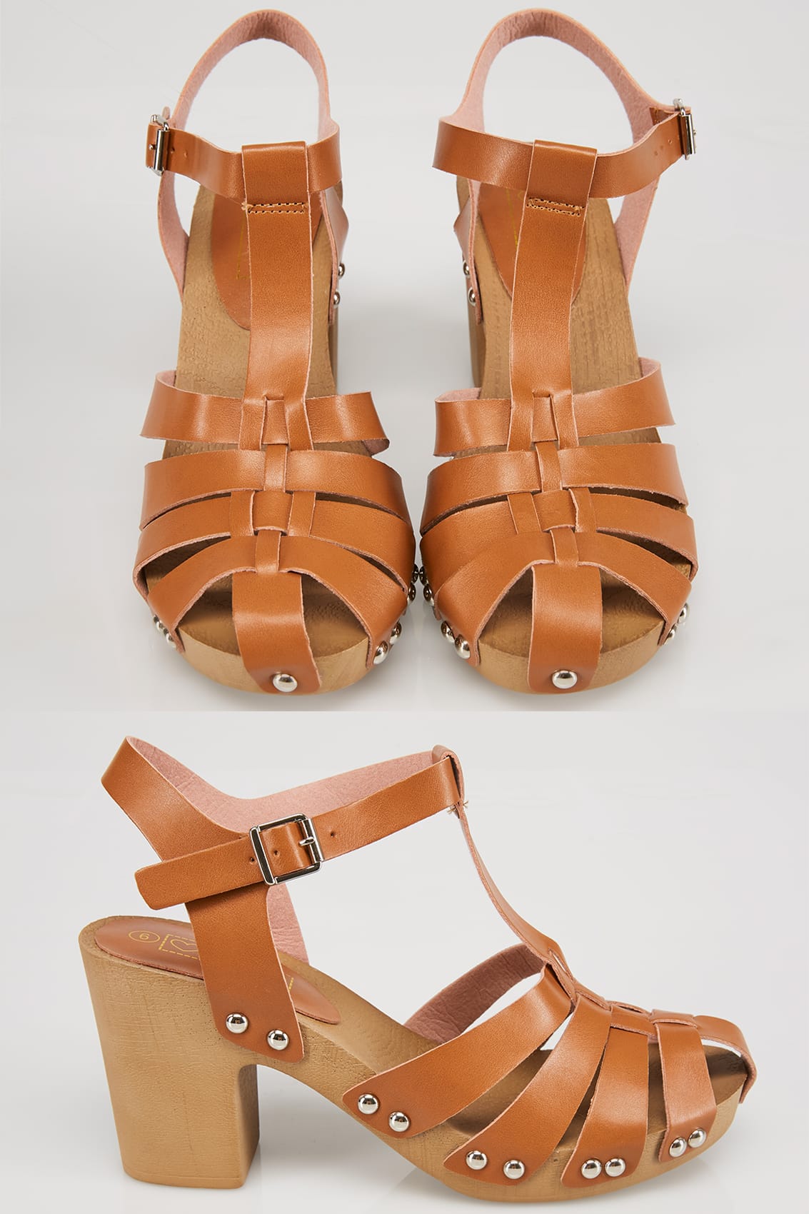low block heel tan sandals
