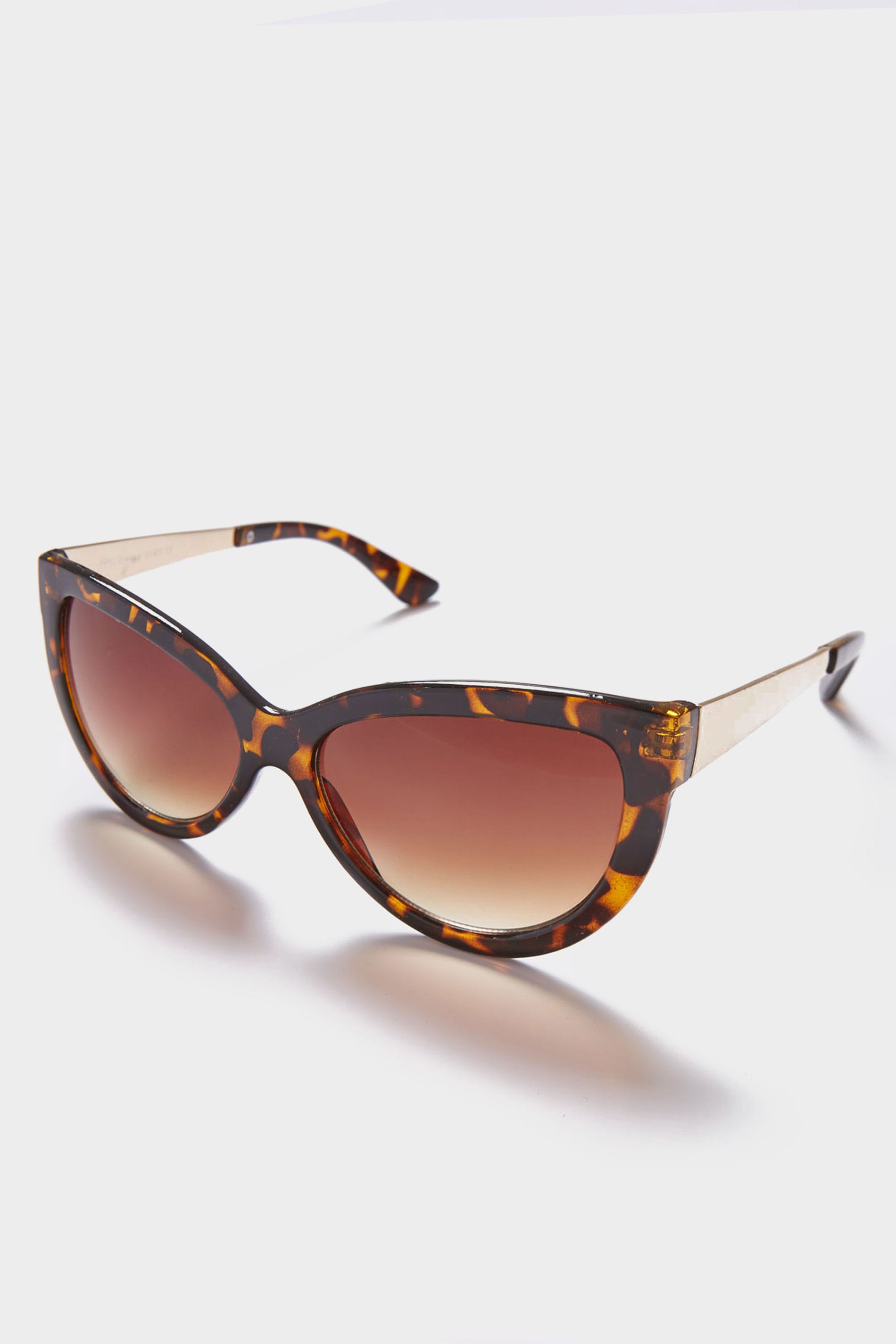 Tortoiseshell Cat Eye Sunglasses With Gold Tone Arms & With UV 400 ...