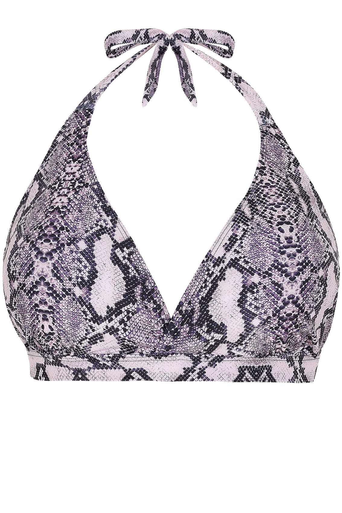 WOLF & WHISTLE Black & Purple Snake Print Bikini Top, Plus size 16 to 26