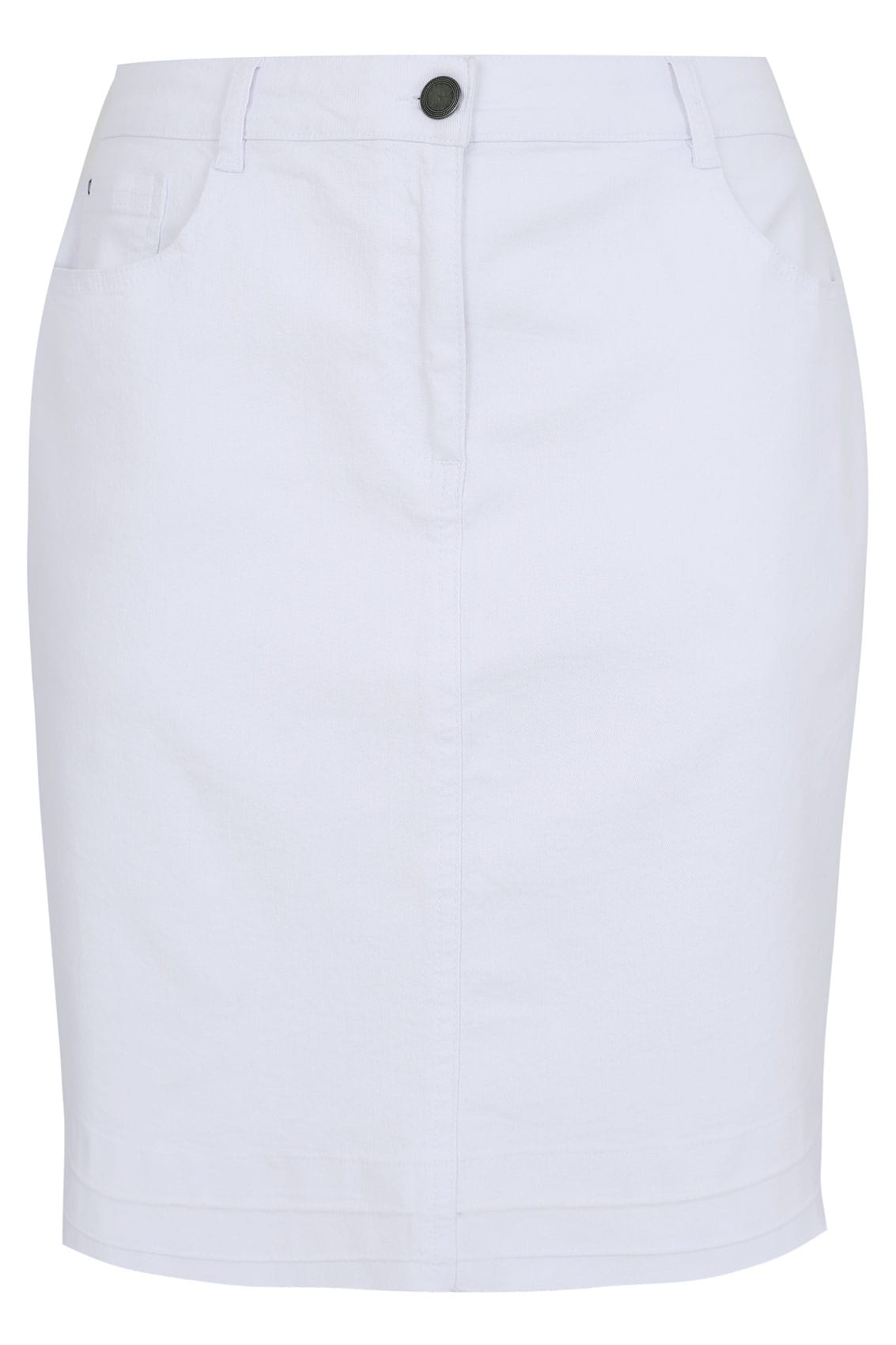 White 5 Pocket Denim Skirt With Raw Hem plus size 16 to 30