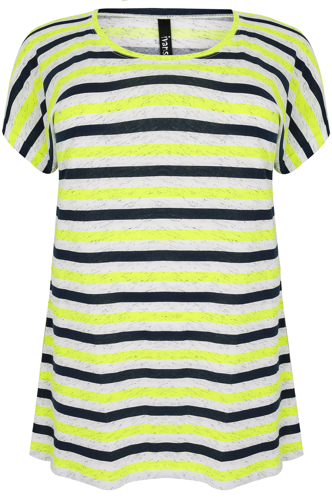 White, Black & Yellow Stripe Top With Scoop Neckline, Plus size 16 to 36