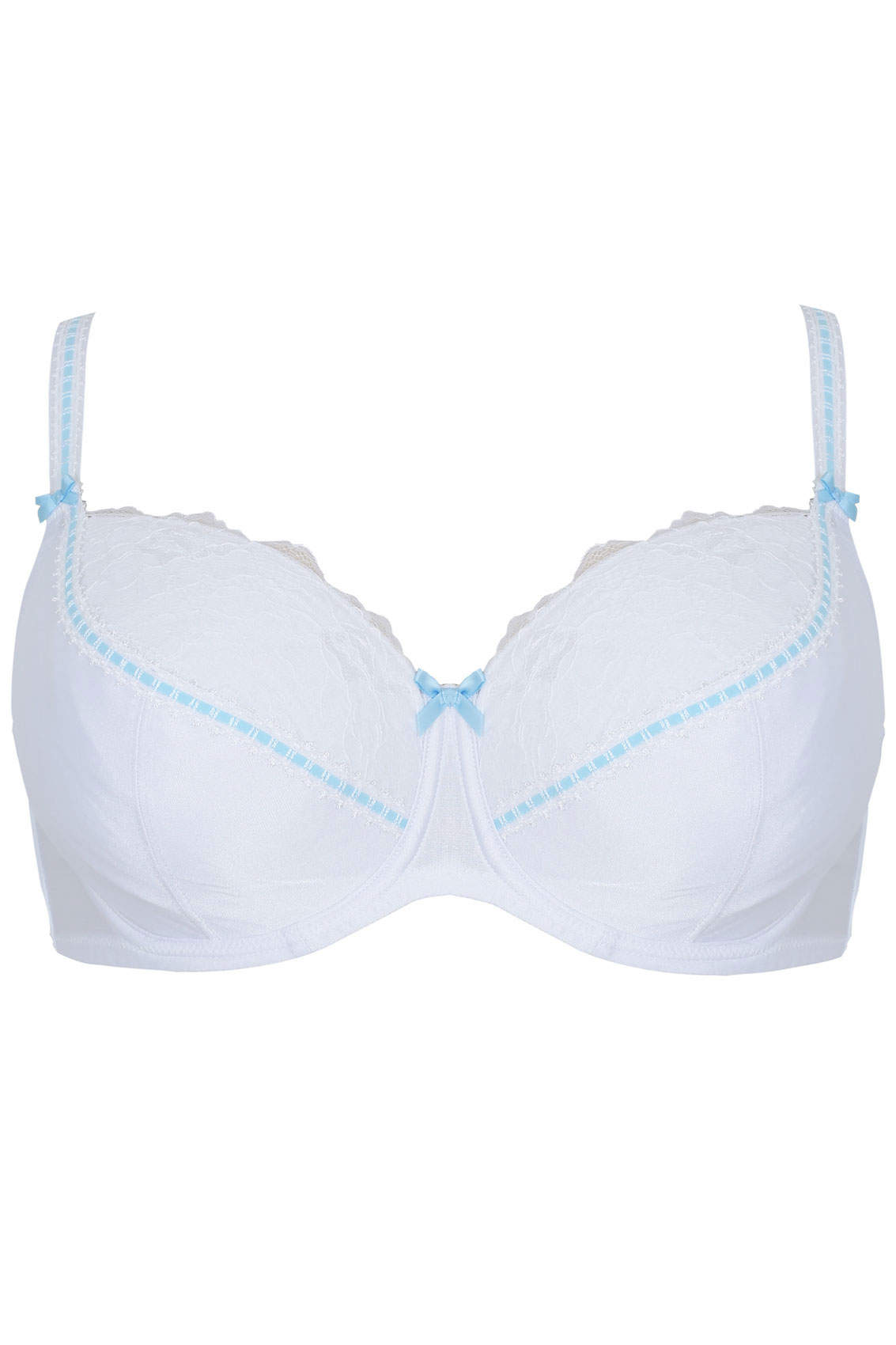 Soutien Gorge Blanc And Bleu à Armatures Et Rembourré