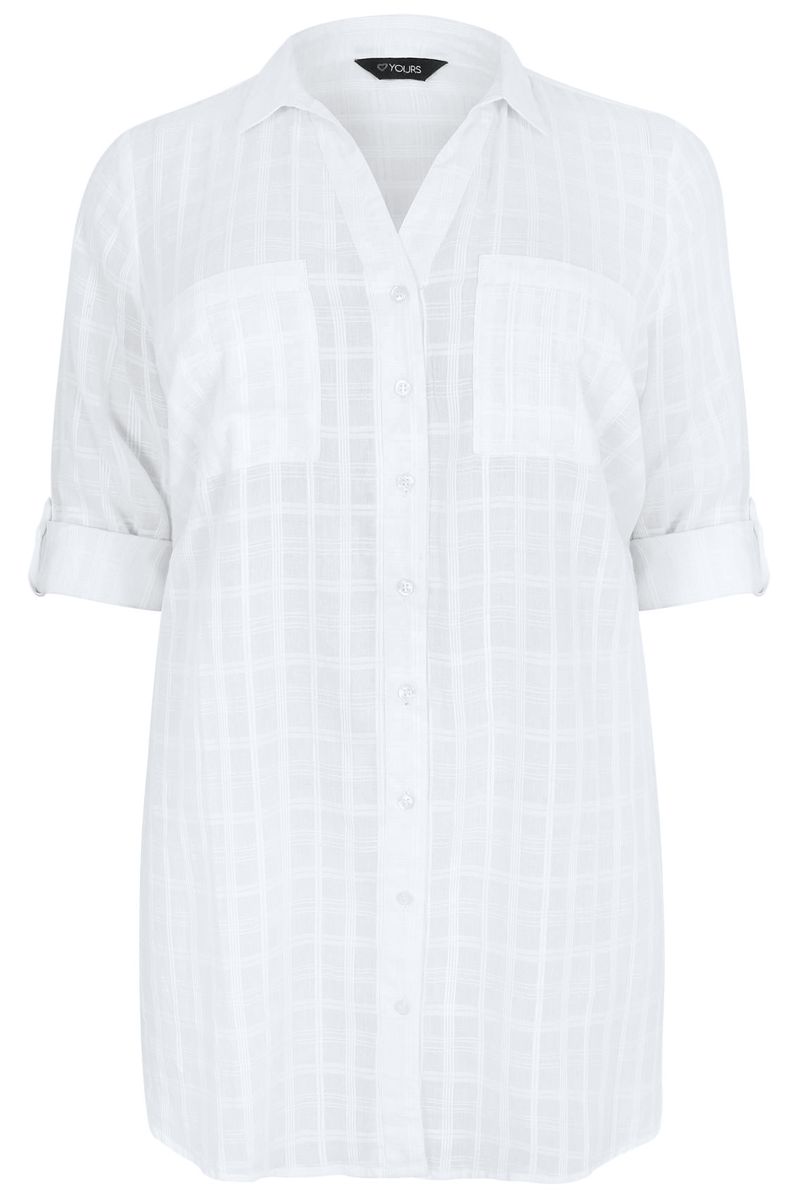 White Checked Longline Shirt With Waist Tie, Plus size 16 to 36