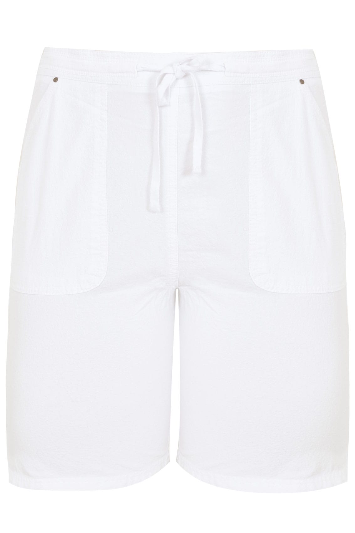 White Cool Cotton Pull On Shorts, Plus size 16 to 36