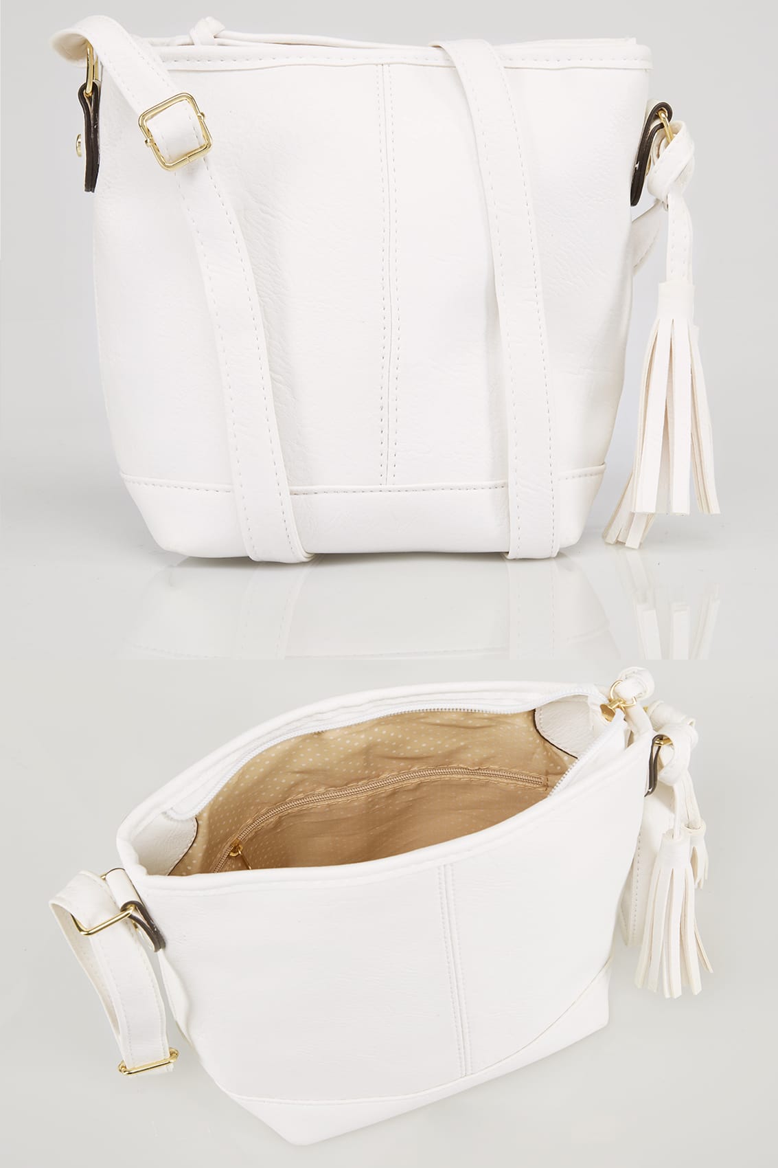 White Cross Body Bag With Tassel Detail