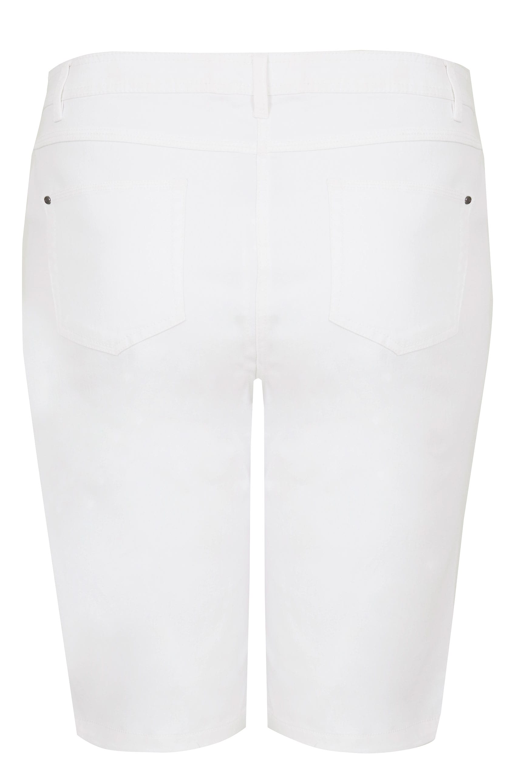 White Knee Length Shorts, Plus size 16 to 36