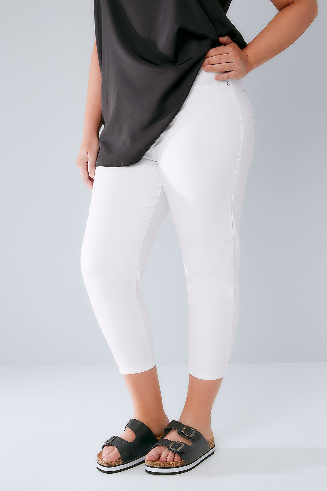 White Pull On Stretch Cropped Jeggings Plus Size 16 To 32 5402