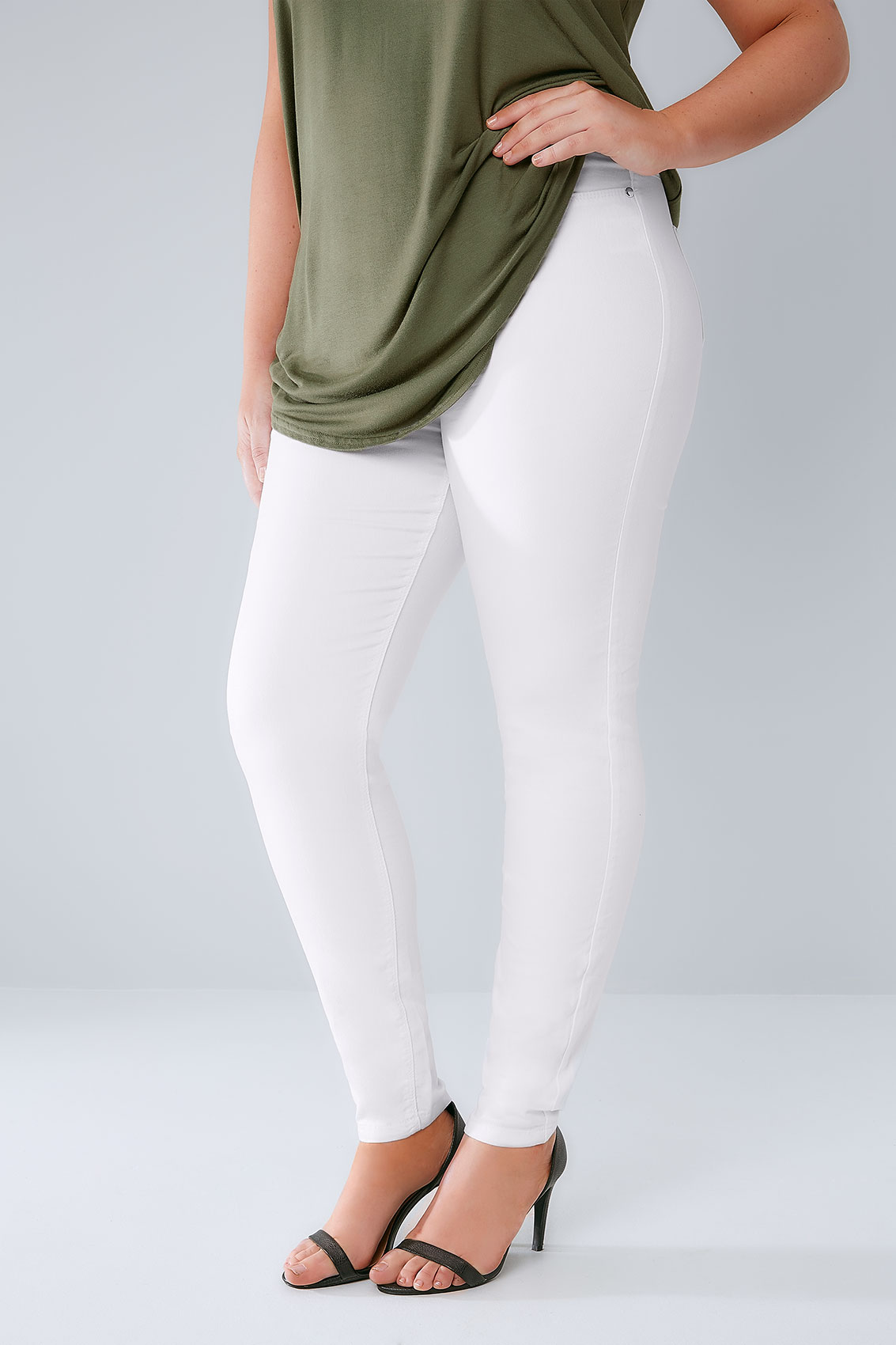 white stretch jeggings