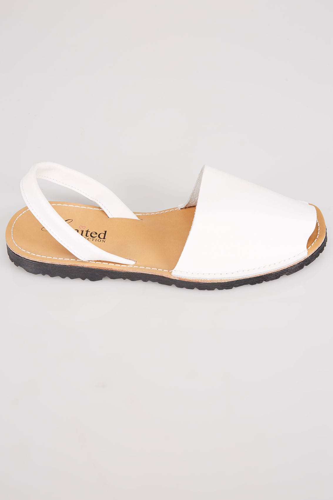 White Real Leather Peep Toe Sandals In E Fit: 4,5,6,7,8,9,10