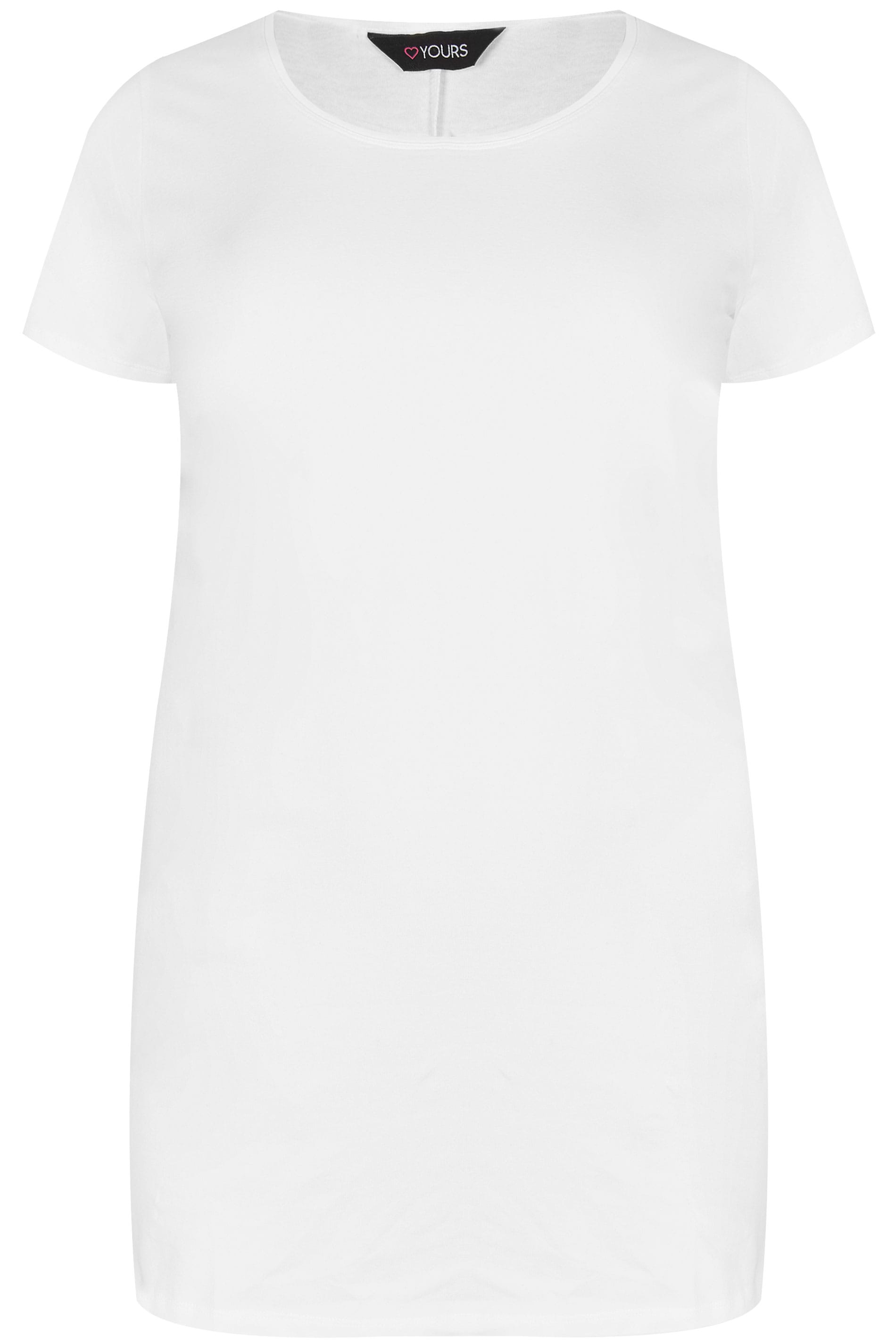 White Scoop Neck Longline Jersey T Shirt Plus Size 16 To 36