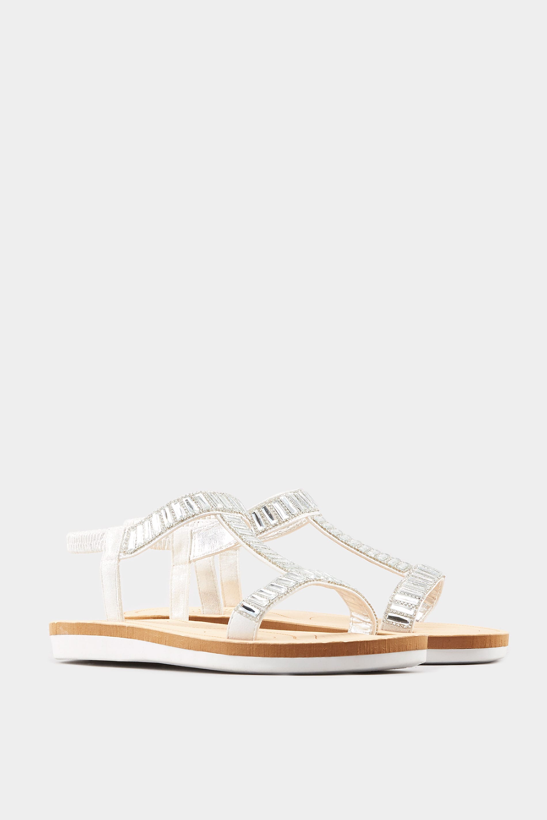 White Sparkle H-Band Sandals | Wide Fitting Sizes 5EEE to 10EEE | Yours ...