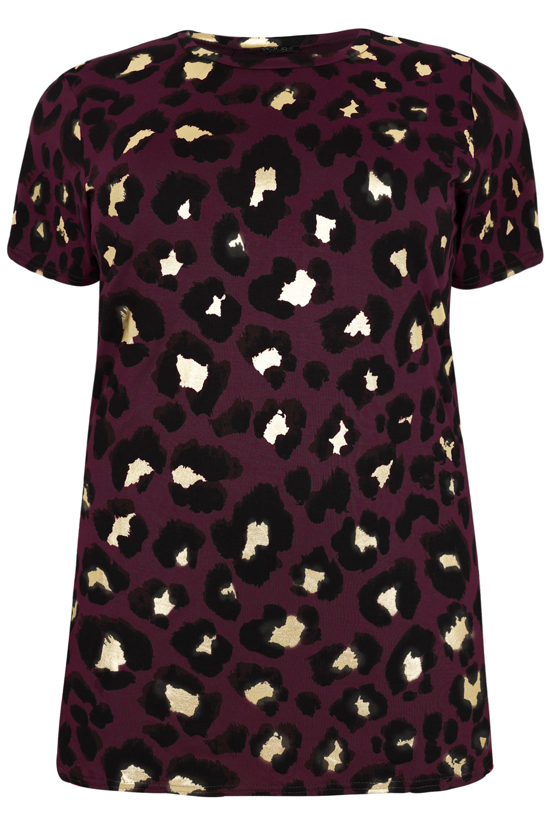 Wine, Black & Gold Leopard Print Top With Side Slits Plus Size 16 to 32