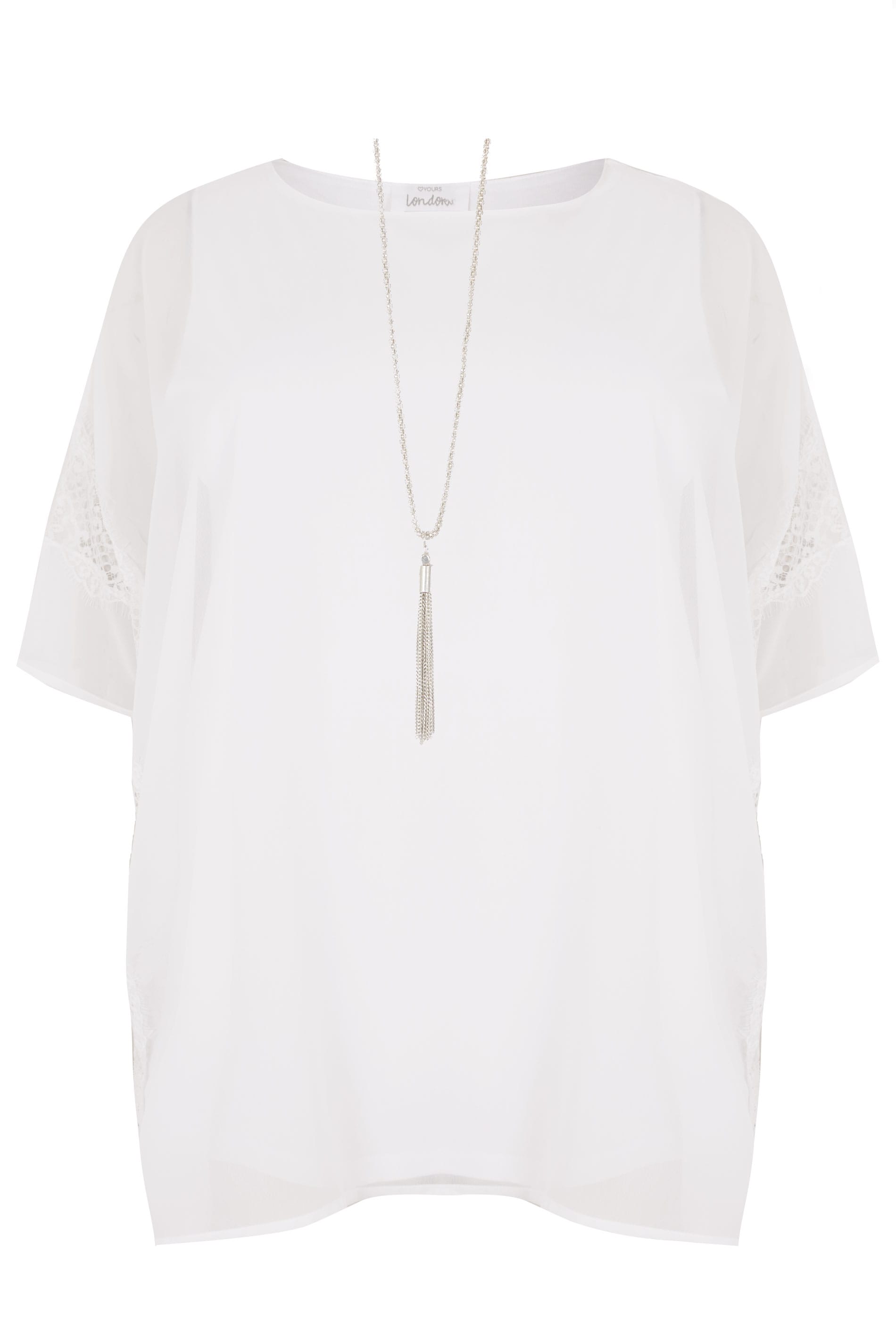 Yours London Witte Chiffon Shirtblouse Inclusief Ketting -3350