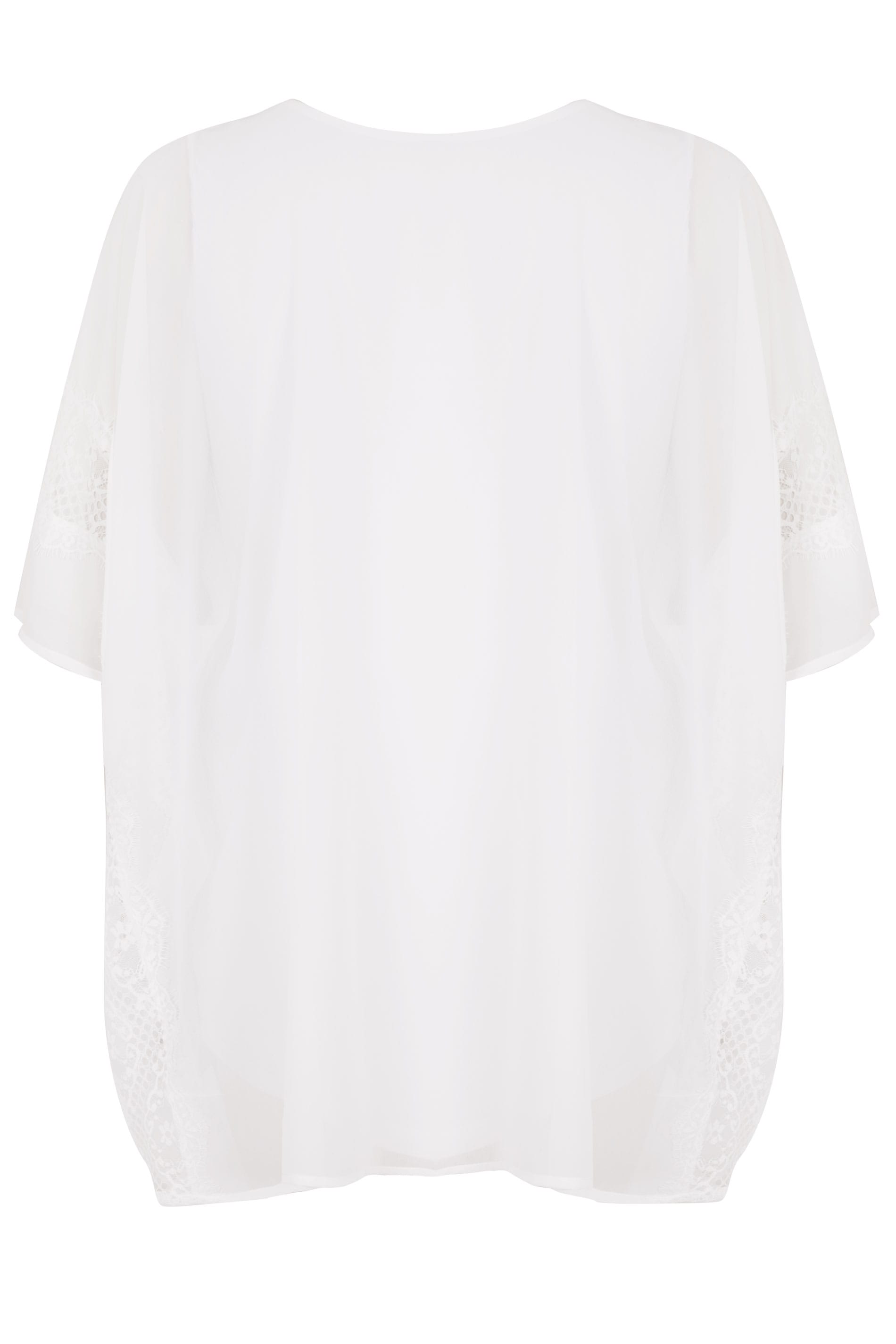 Yours London Witte Chiffon Shirtblouse Inclusief Ketting -6286