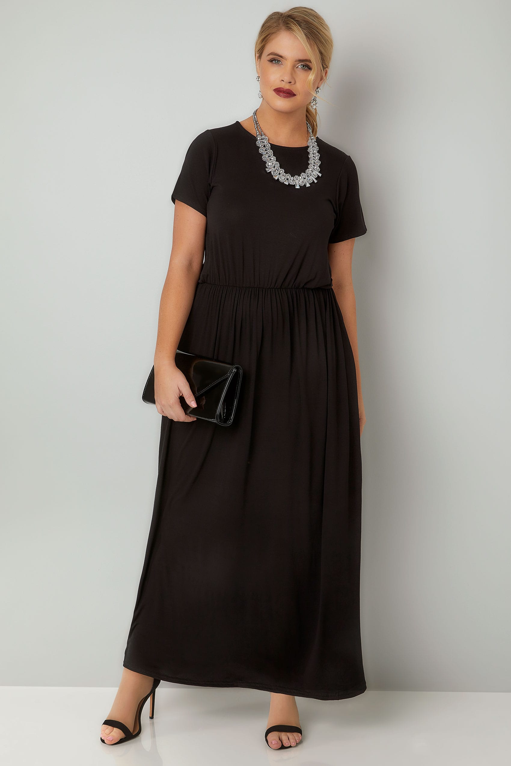 YOURS LONDON Black Maxi Dress With Elasticated Waist, plus Size 16 to 36