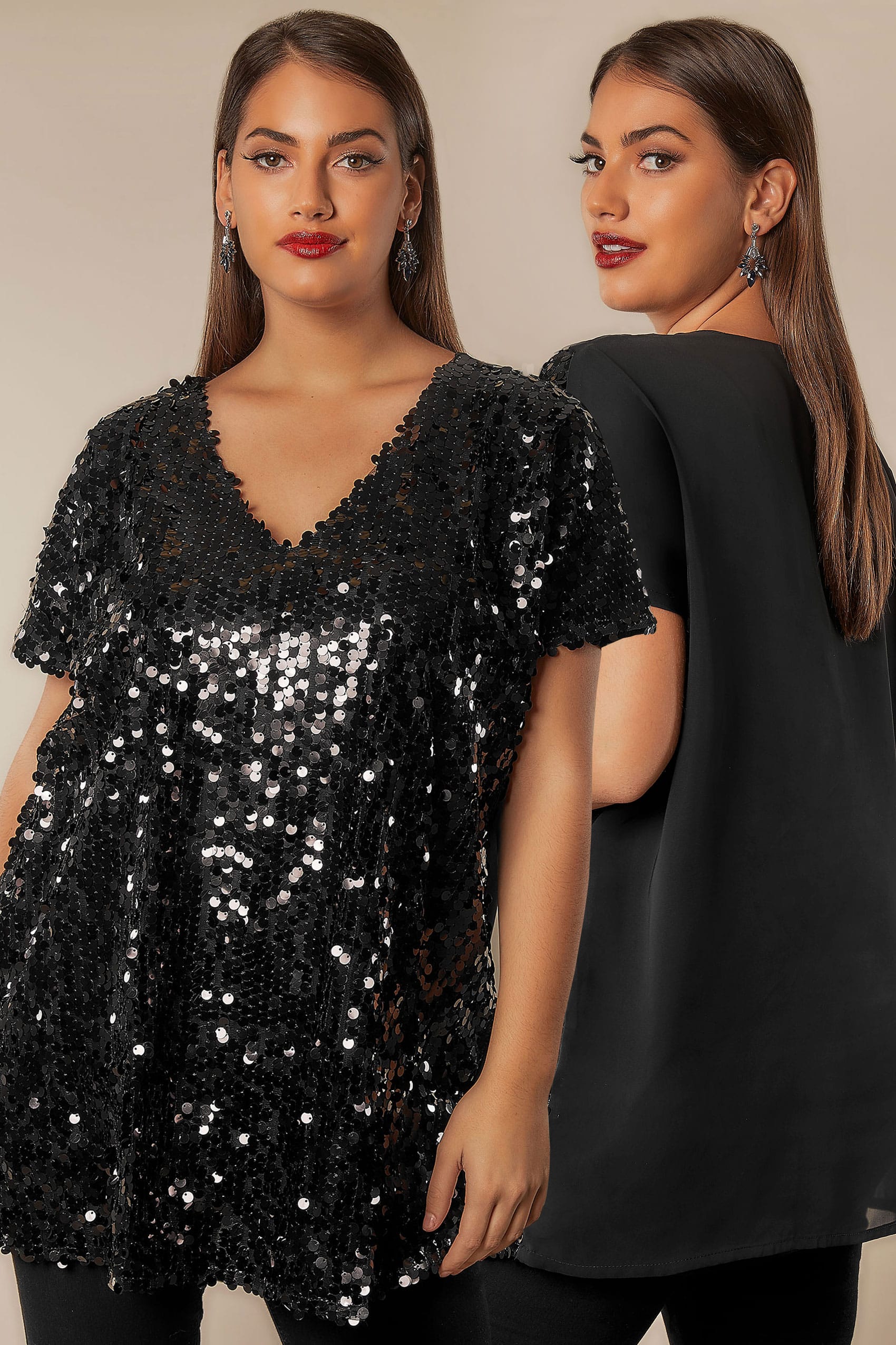 plus size black sparkly tops