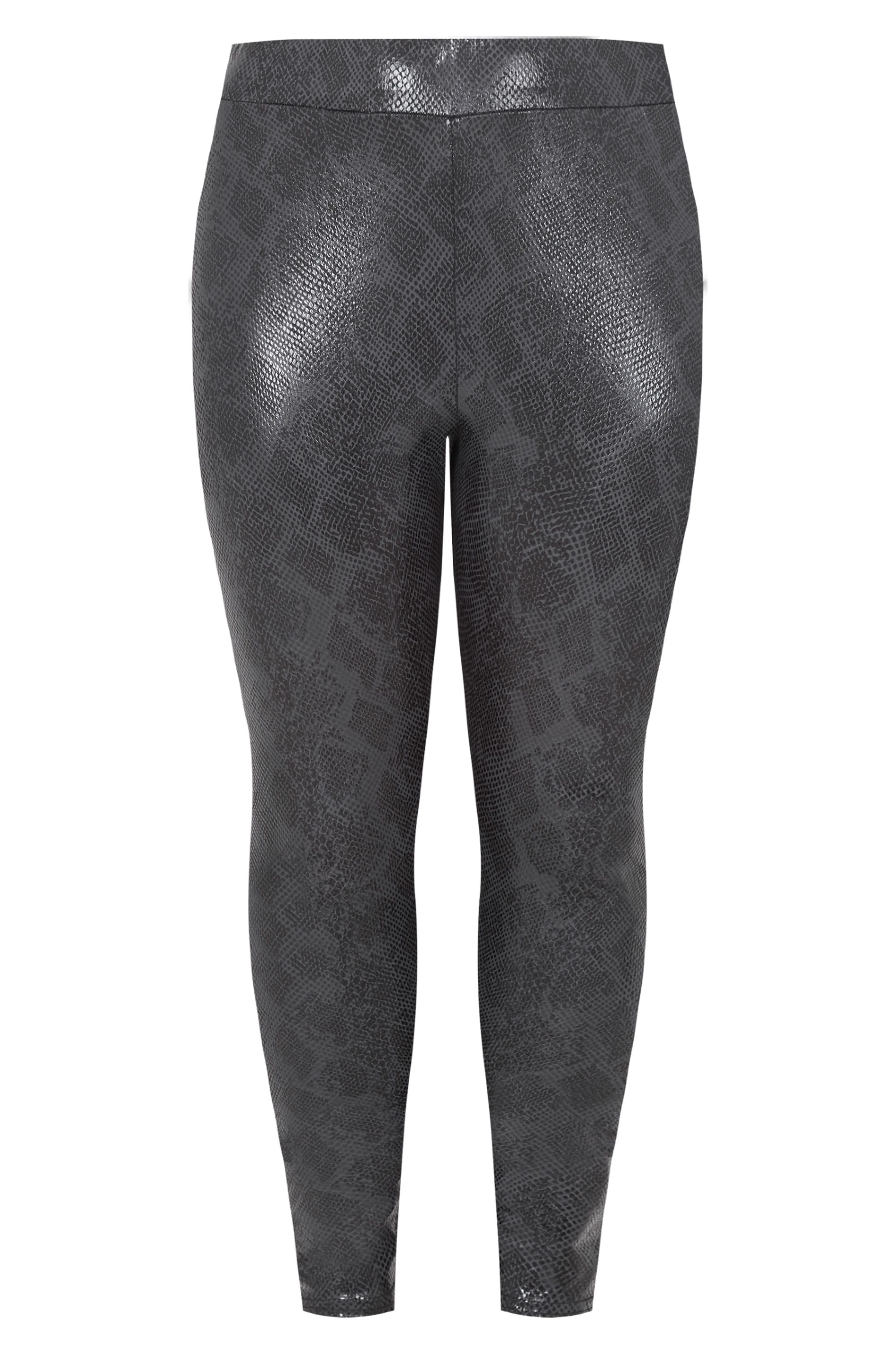 YOURS LONDON Black Textured Snake Print Leggings, Plus size 16 to 36