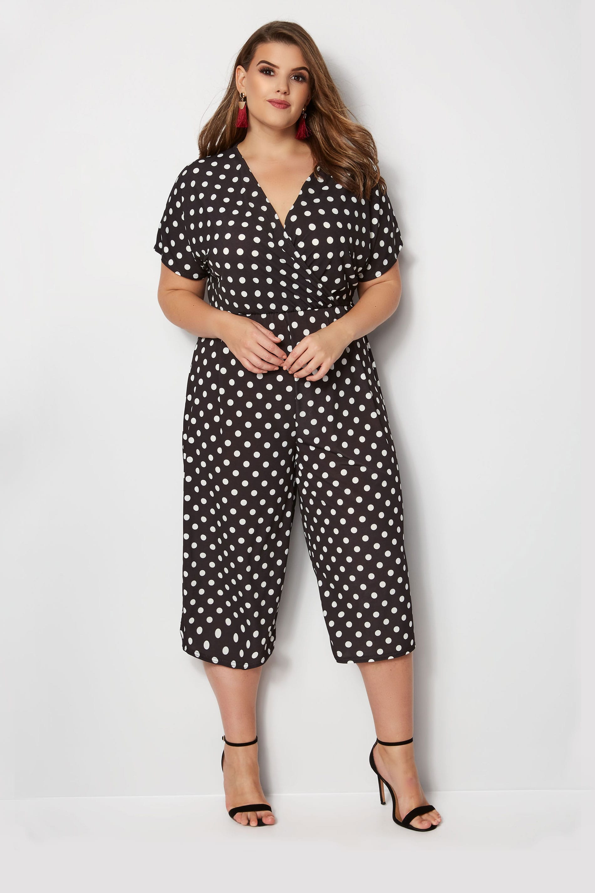 Yours London Black And White Polka Dot Jumpsuit Plus Size 16 To 36 